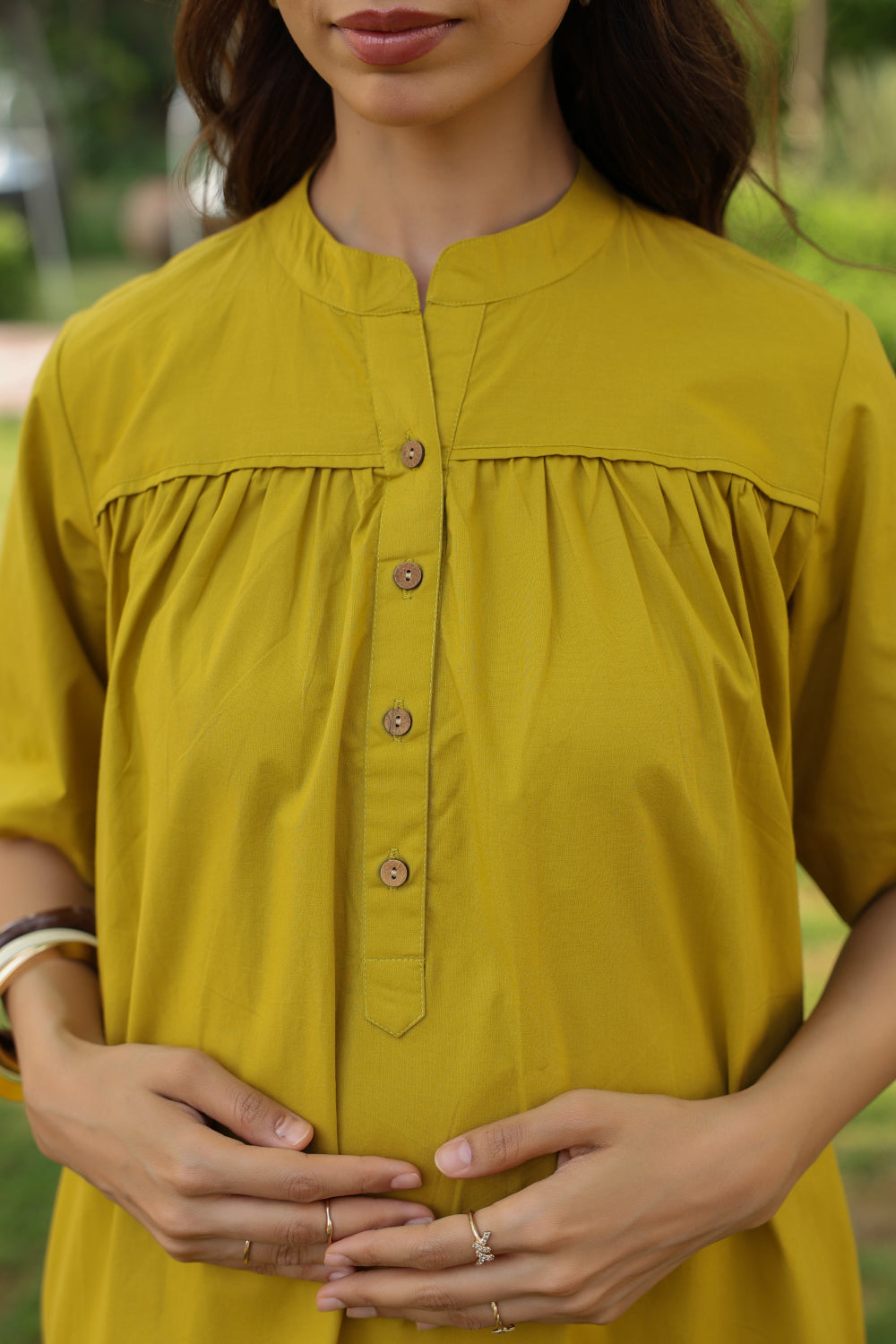 Mustard Spice Cotton Maternity - Nursing Co-ord Set