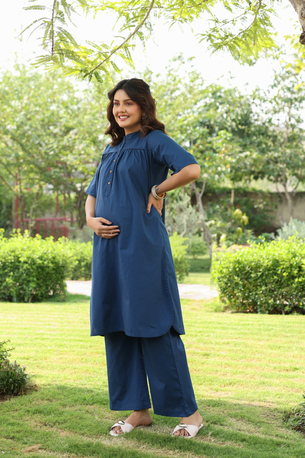 Indigo Soul Cotton Maternity - Nursing Co-ord Set