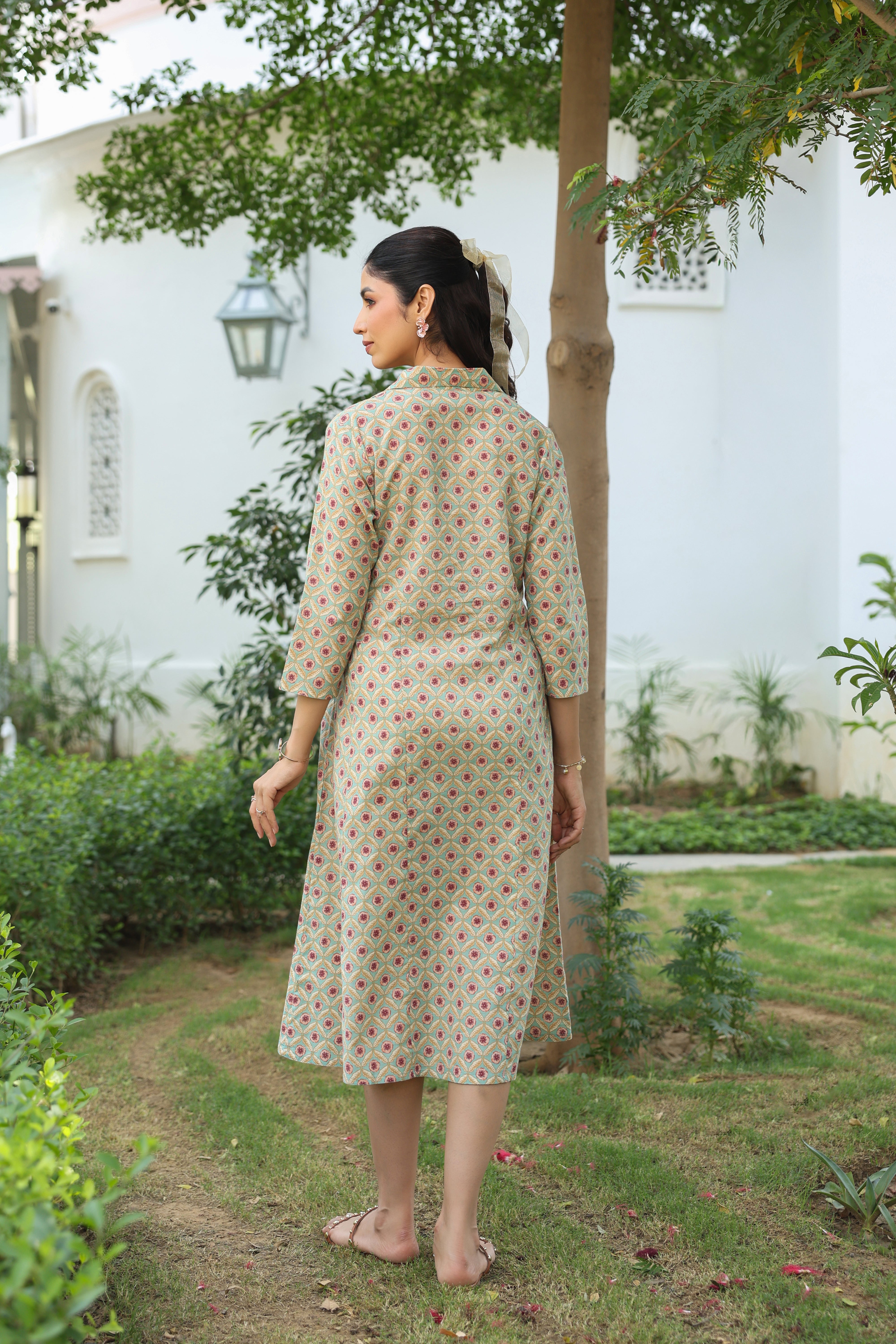 Sage Meadow Cotton Maternity - Nursing Dress