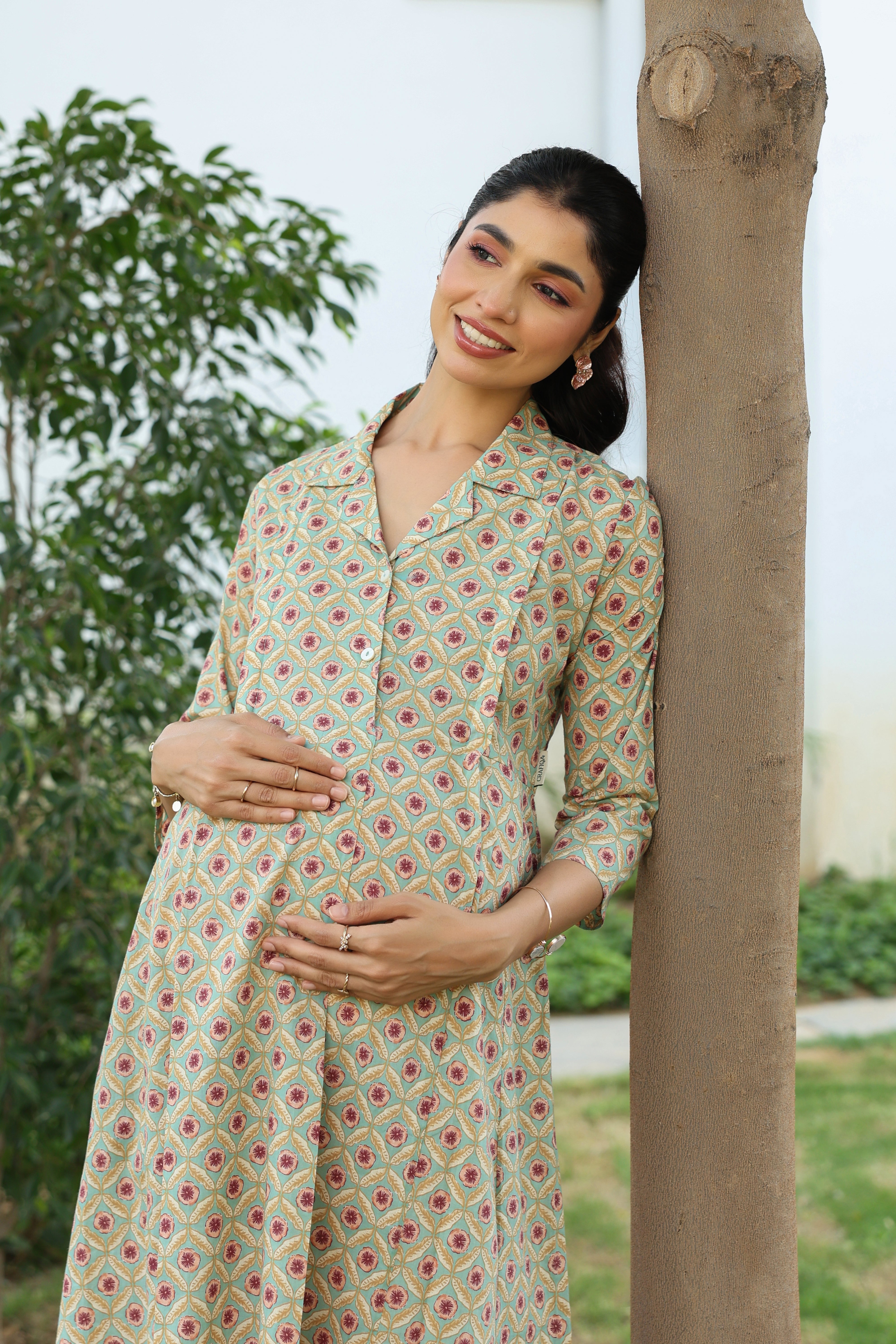 Sage Meadow Cotton Maternity - Nursing Kurta