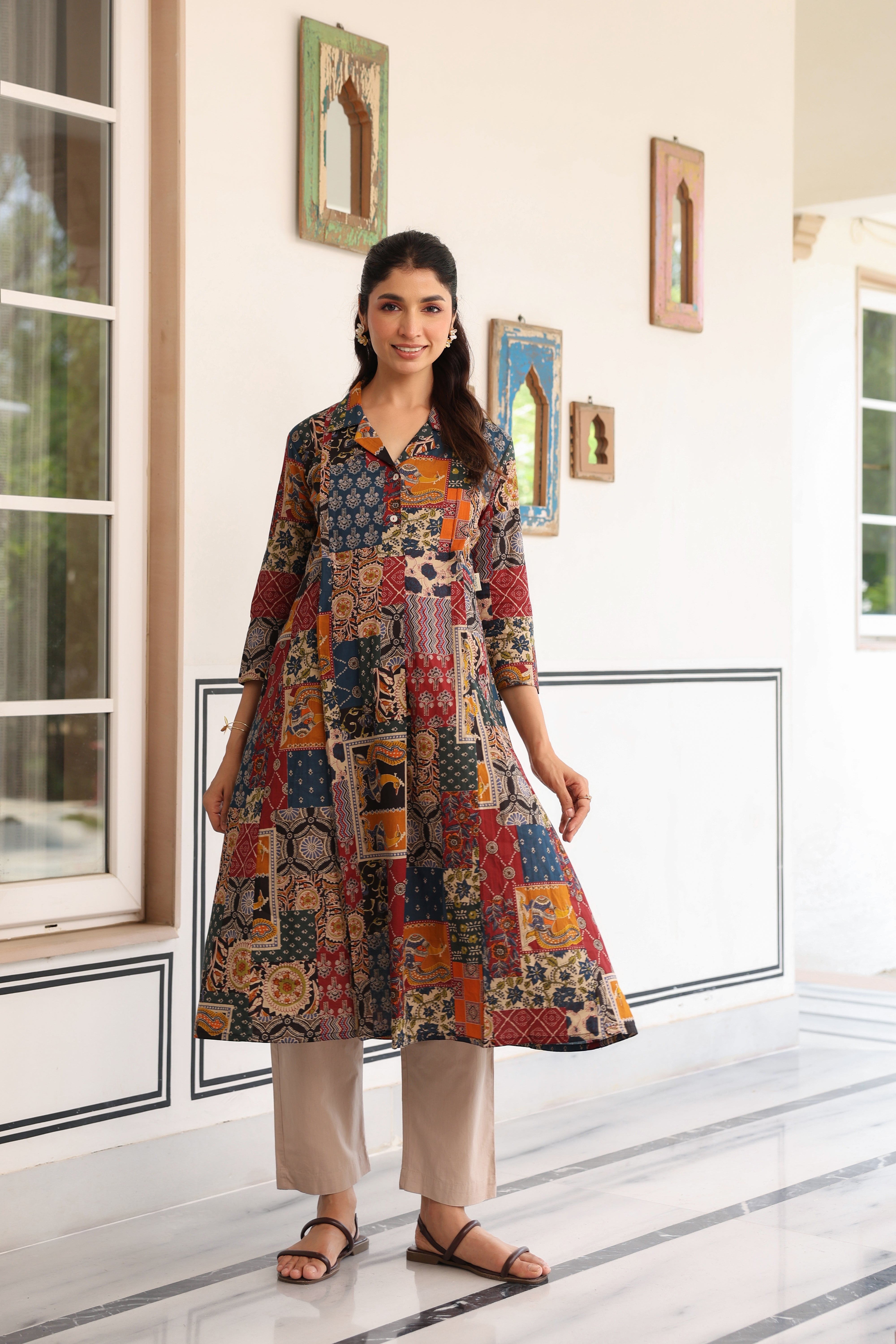 Vintage Patchwork Cotton Maternity - Nursing Kurta