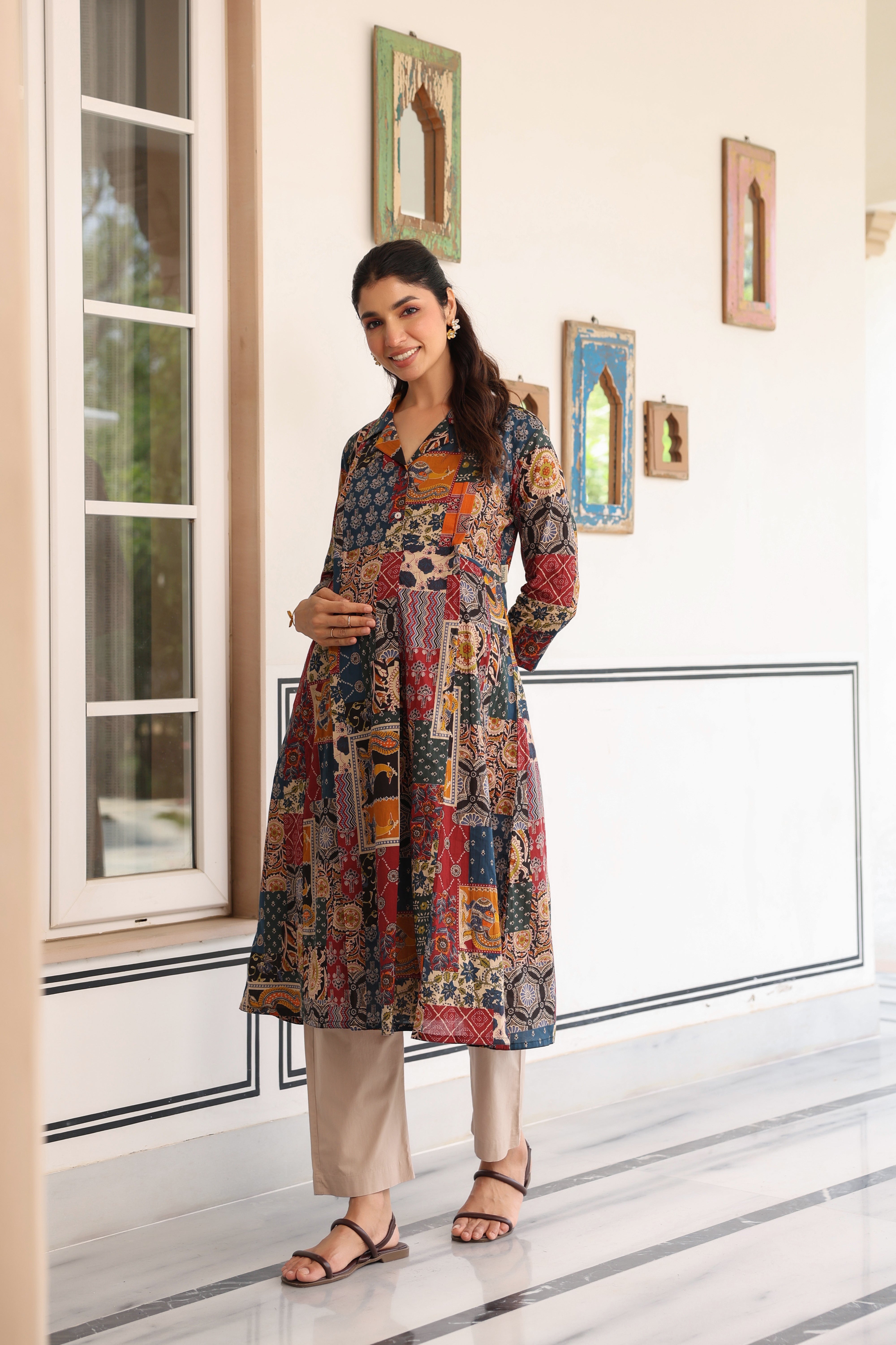 Vintage Patchwork Cotton Maternity - Nursing Kurta