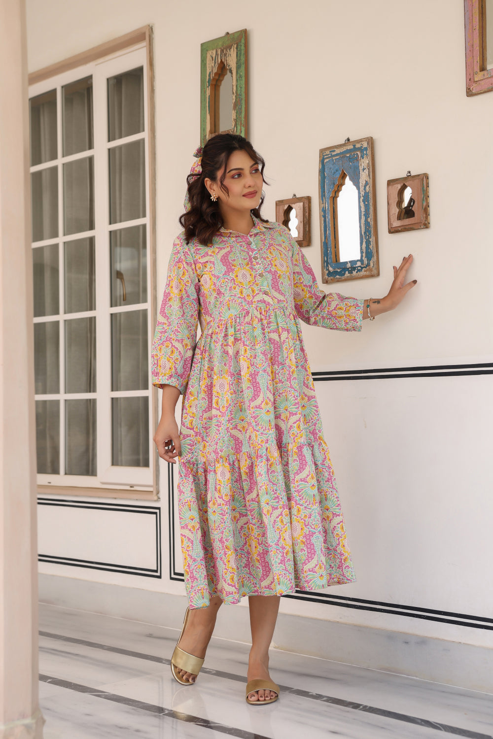 Pastel Paradise Cotton Maternity - Nursing Dress