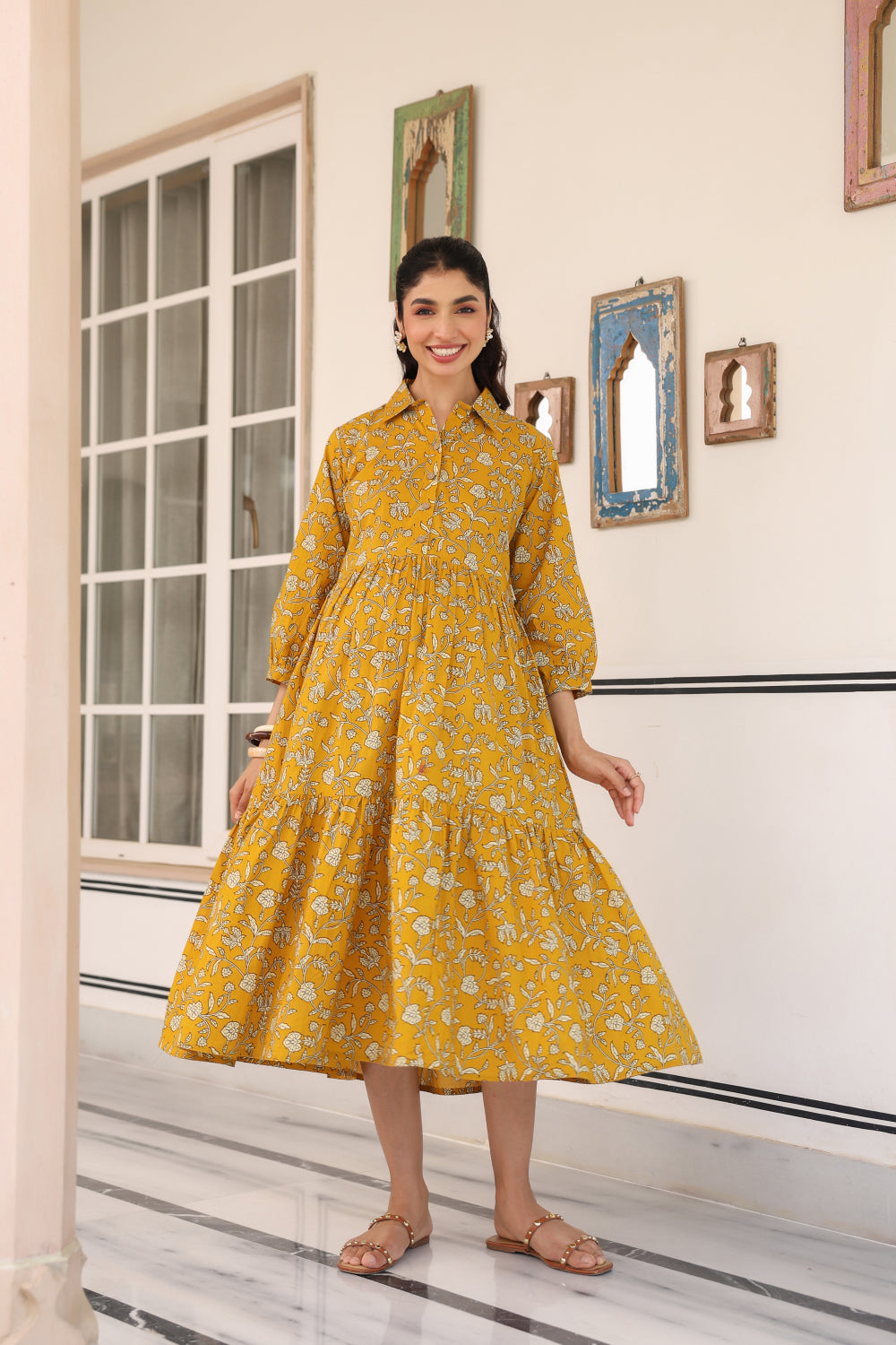 Honey Flora Cotton Maternity - Nursing Dress