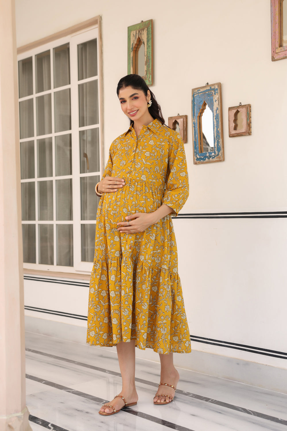 Honey Flora Cotton Maternity - Nursing Dress