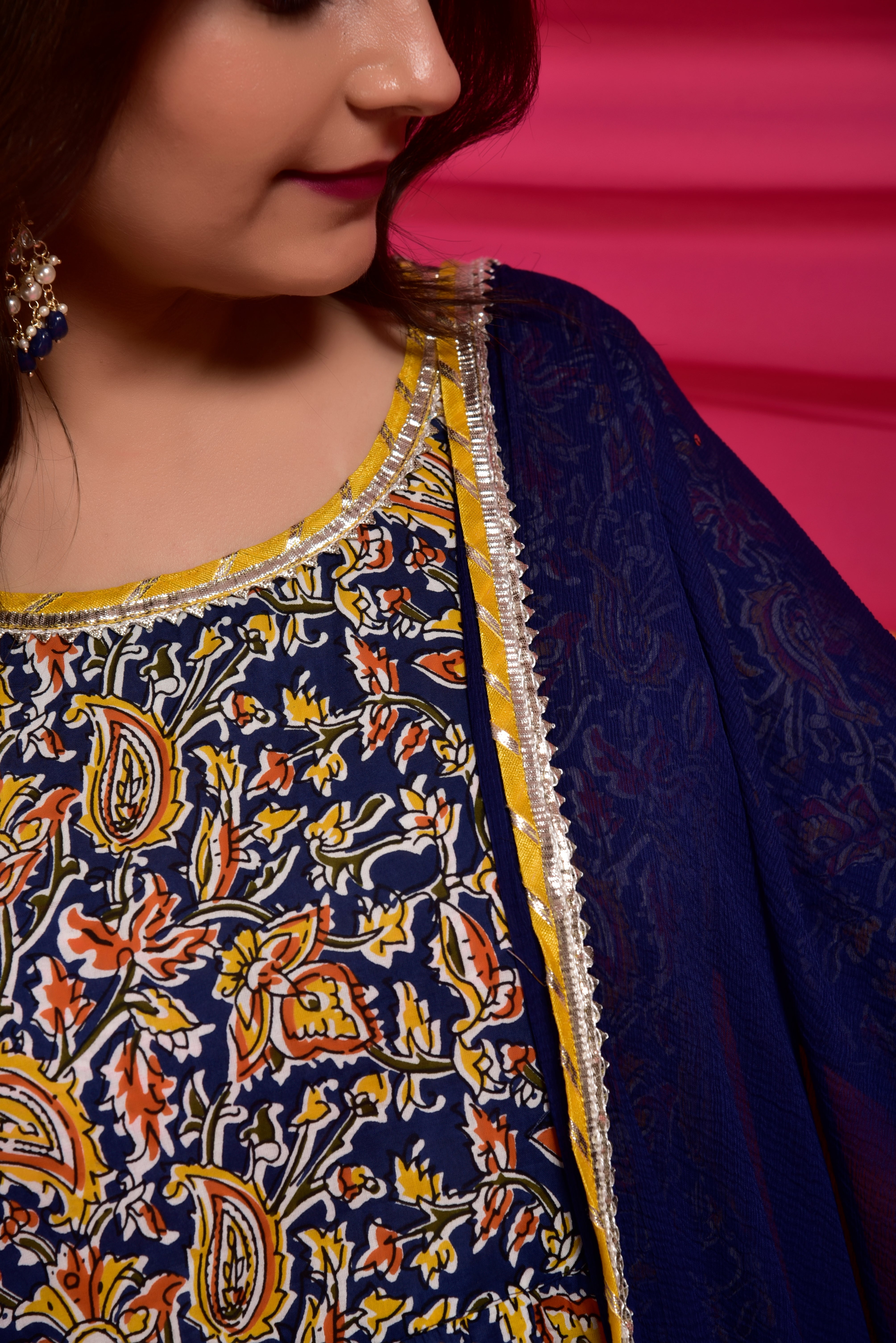 Admiral Kalamkari Cotton Anarkali Suit