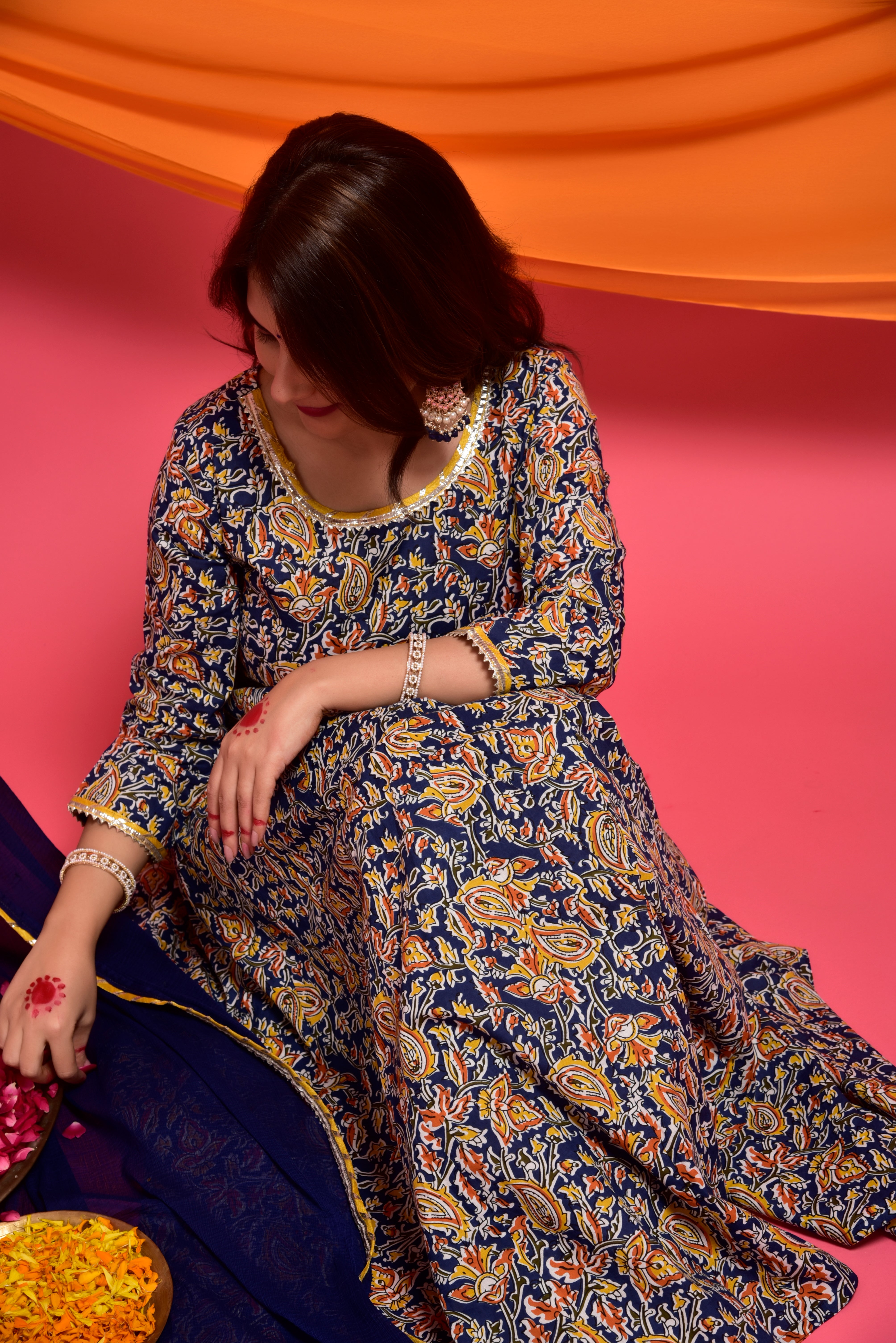 Admiral Kalamkari Cotton Anarkali Suit
