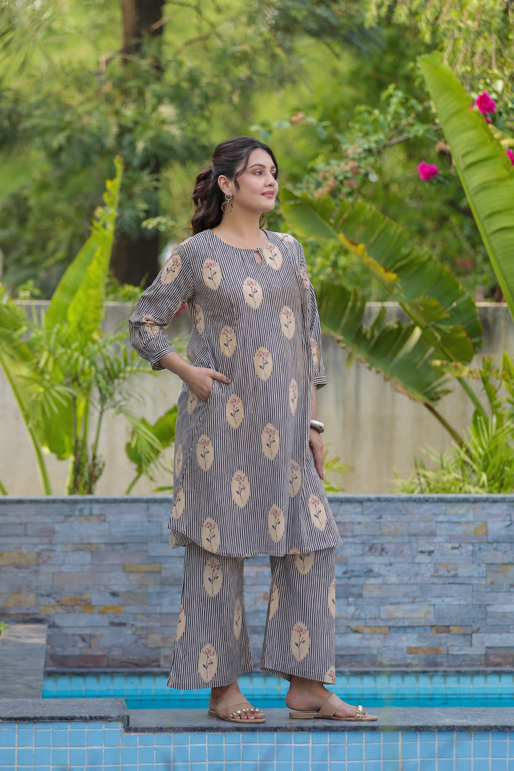 Whispering Blooms Cotton Maternity - Nursing Co-ord Set