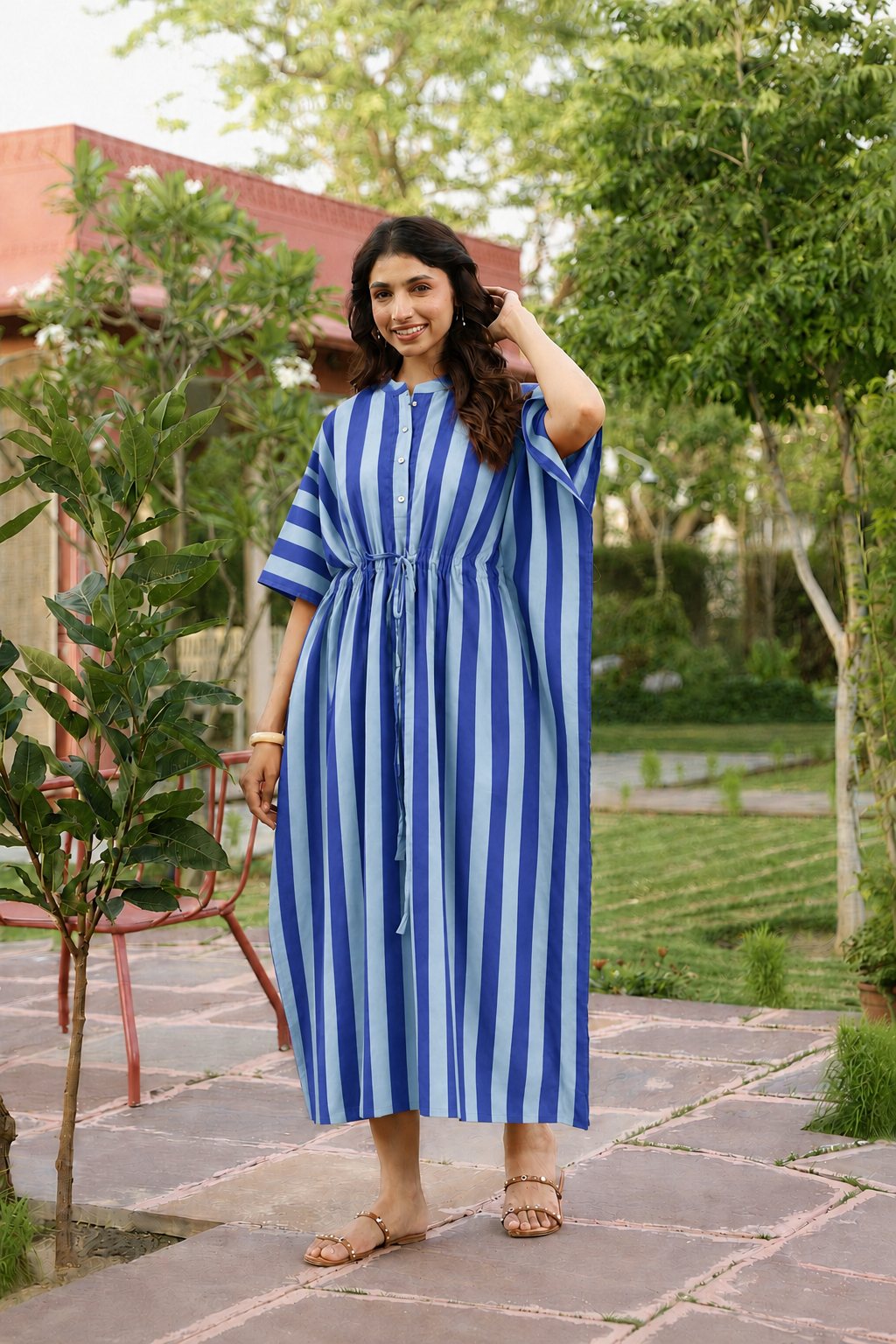 Ocean Lines Cotton Kaftan ( One-Size )
