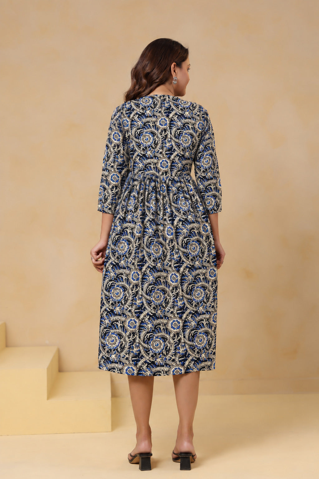 Indigo Chakra Floral Cotton Maternity - Nursing Dress
