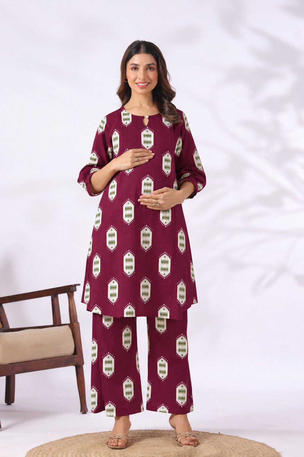 Ruby Ikat Cotton Maternity - Nursing Co-ord Set