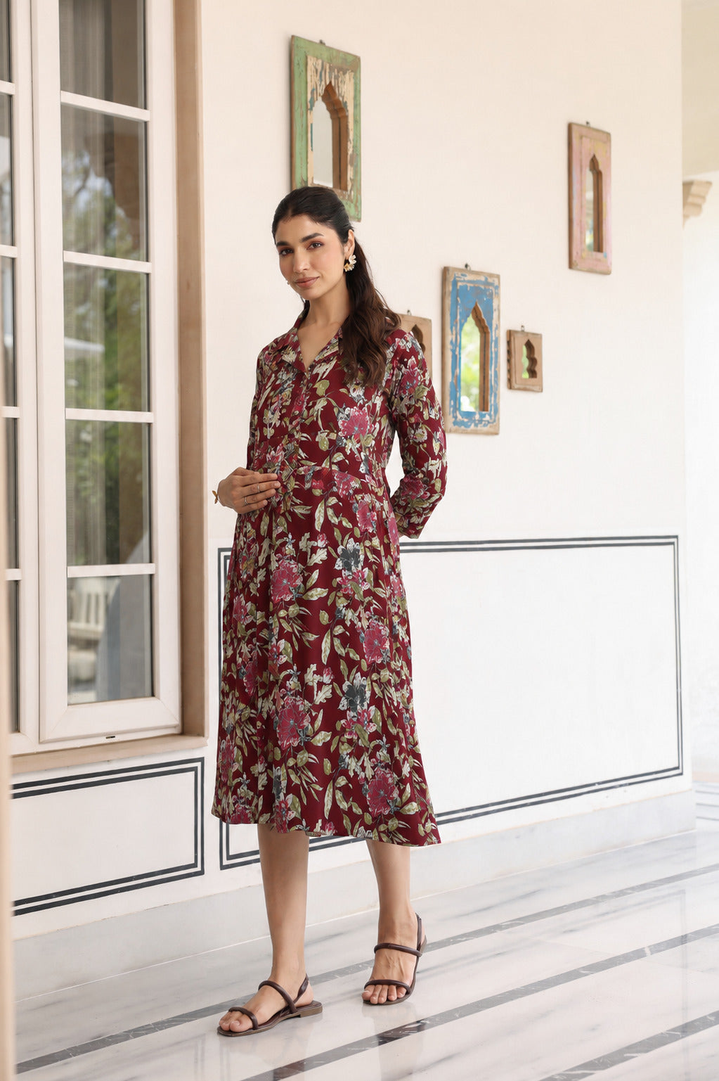 Mulberry Bloom Cotton Maternity - Nursing Dress