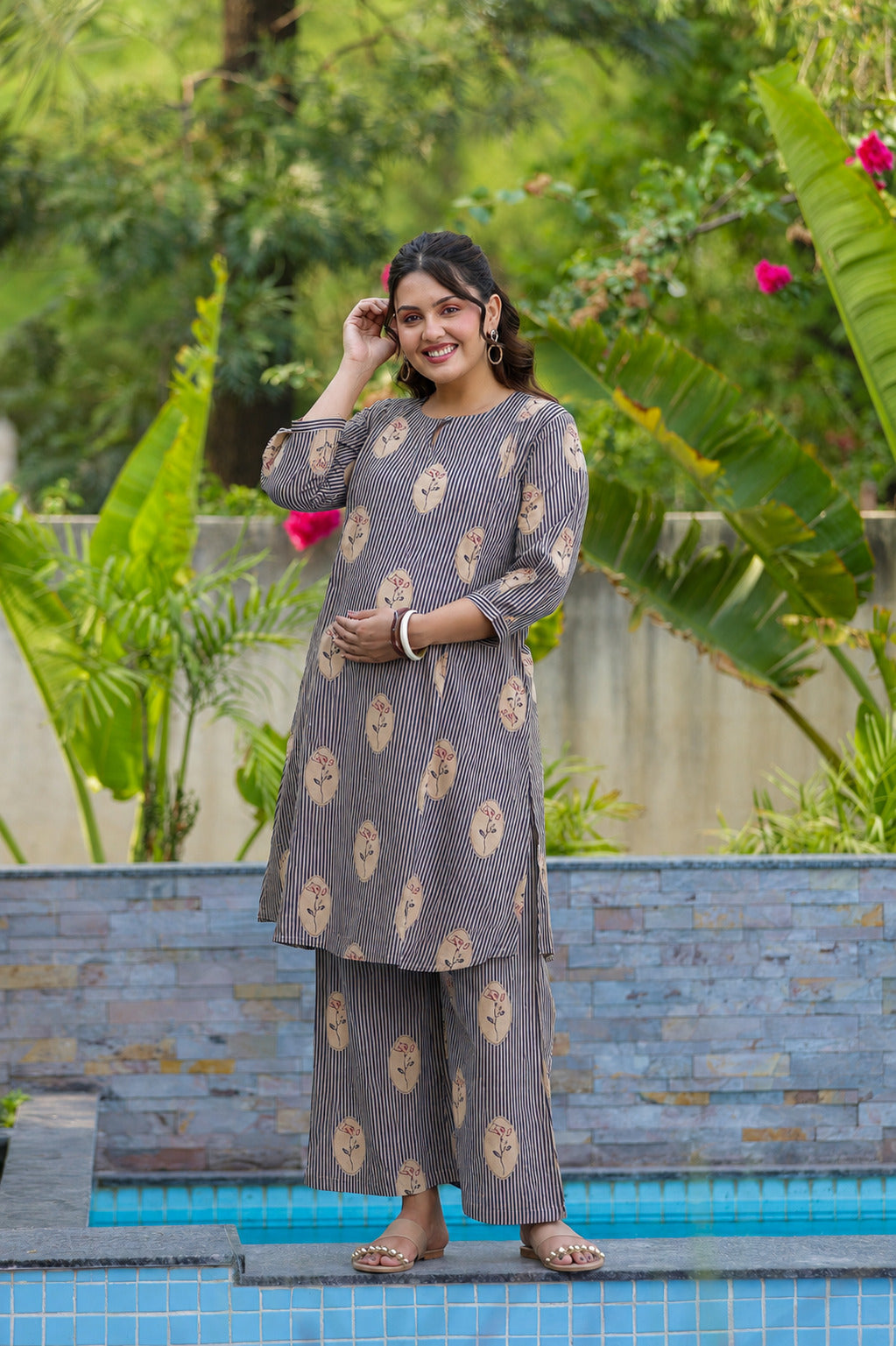 Whispering Blooms Cotton Maternity - Nursing Co-ord Set