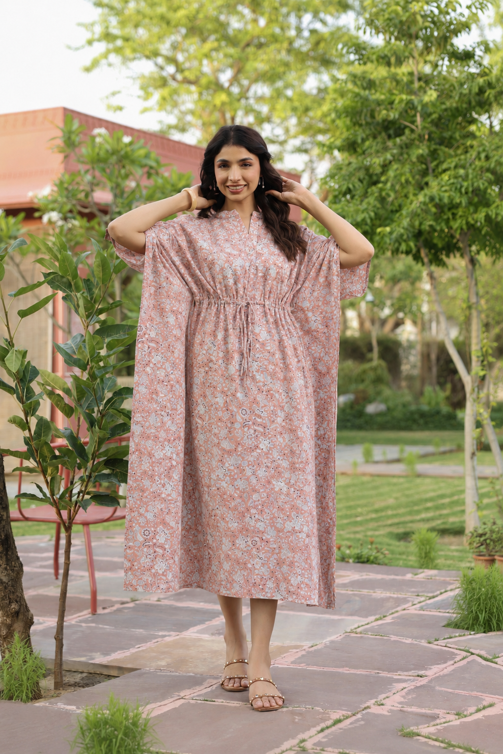 Rustic Petals Cotton Kaftan ( One-Size )
