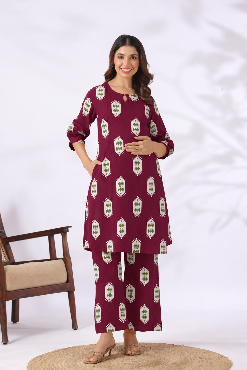 Ruby Ikat Cotton Maternity - Nursing Co-ord Set