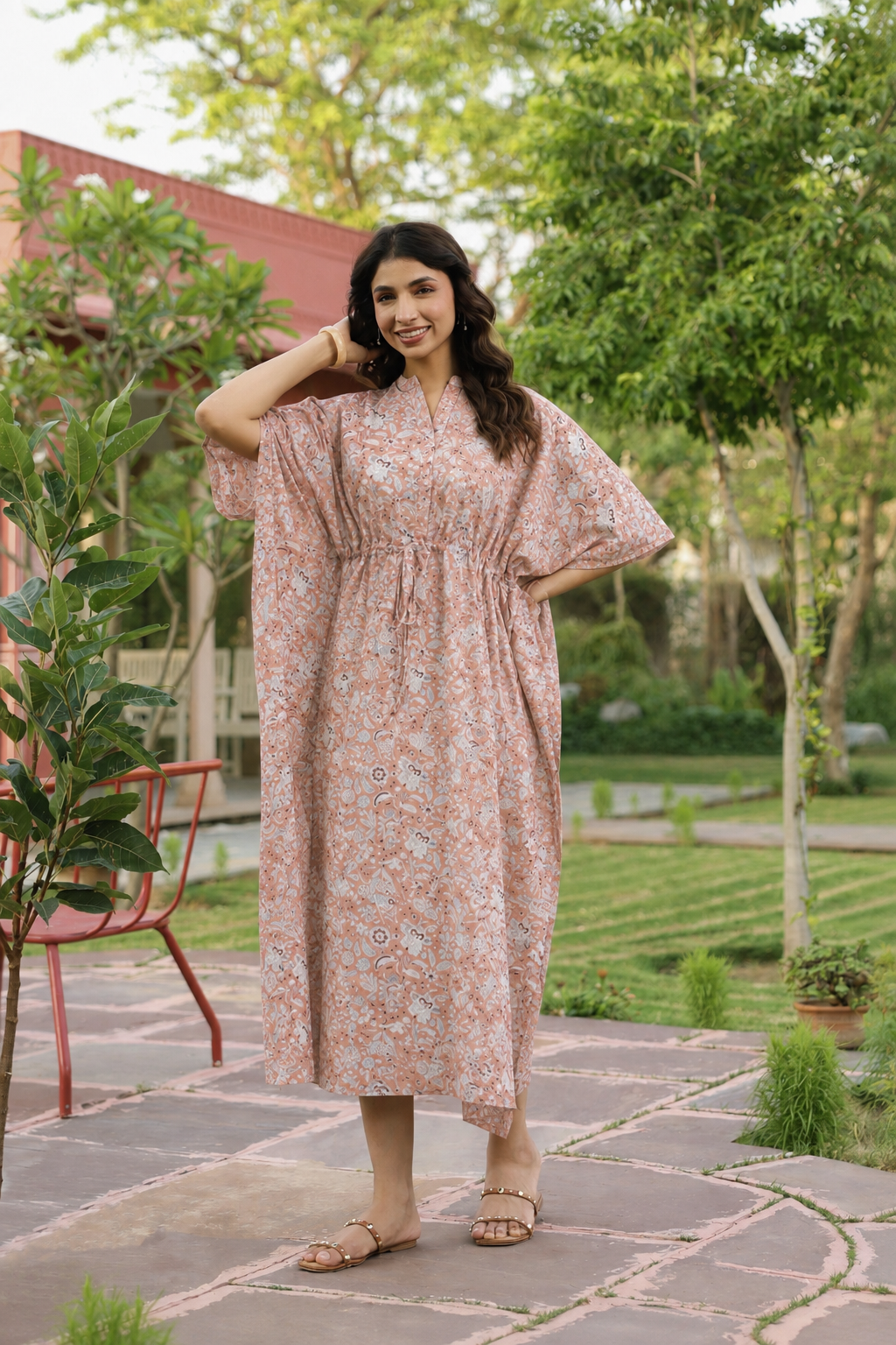 Rustic Petals Cotton Kaftan ( One-Size )