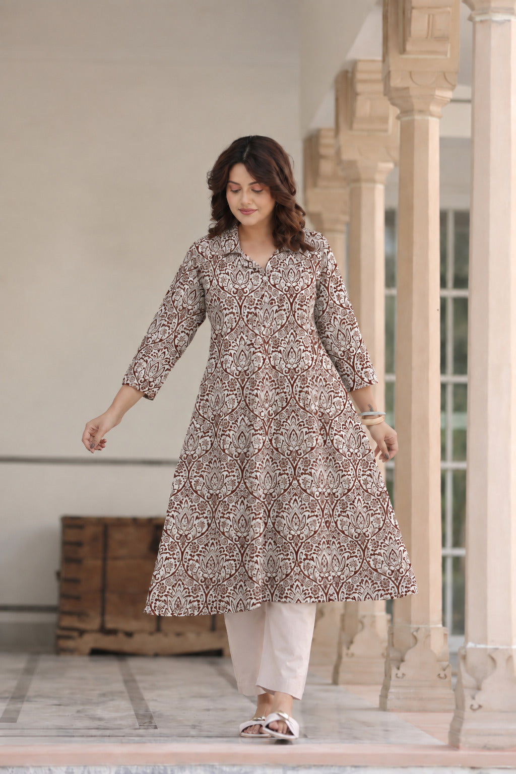 Vintage Rust MahalCotton Maternity - Nursing Kurti