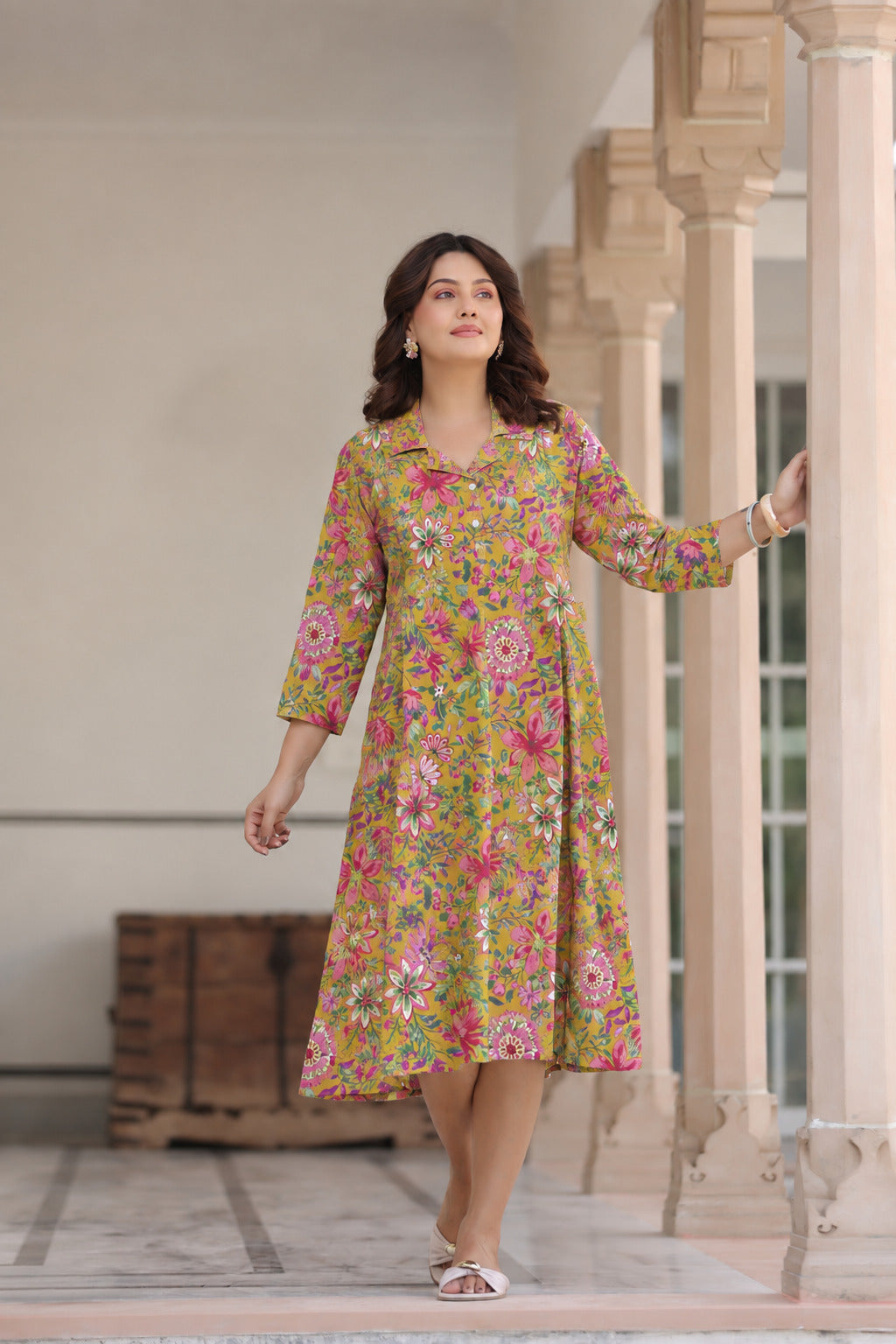 Sunshine Floral Cotton Maternity - Nursing Dress