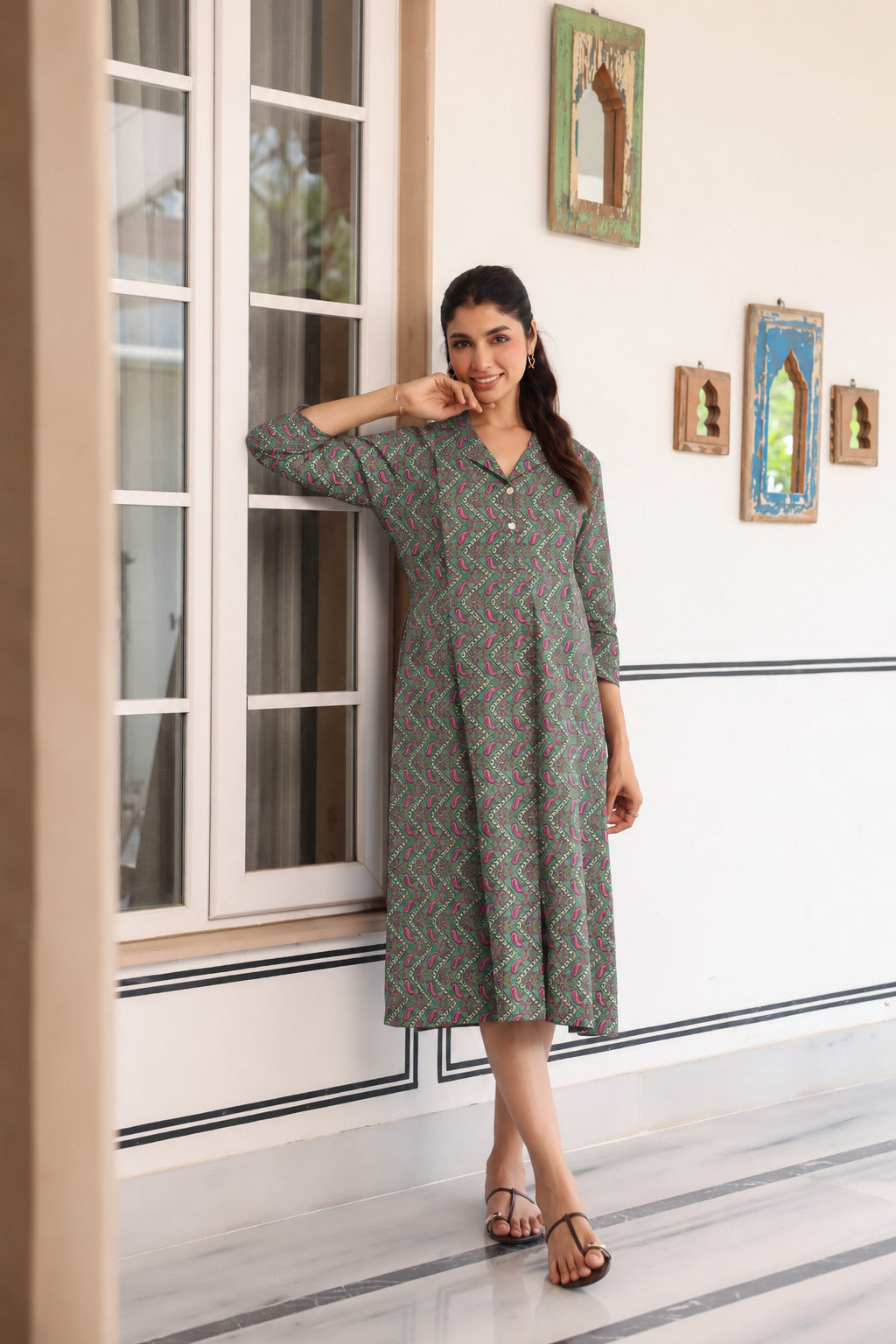 Paisley Mehfil Cotton Maternity - Nursing Dress