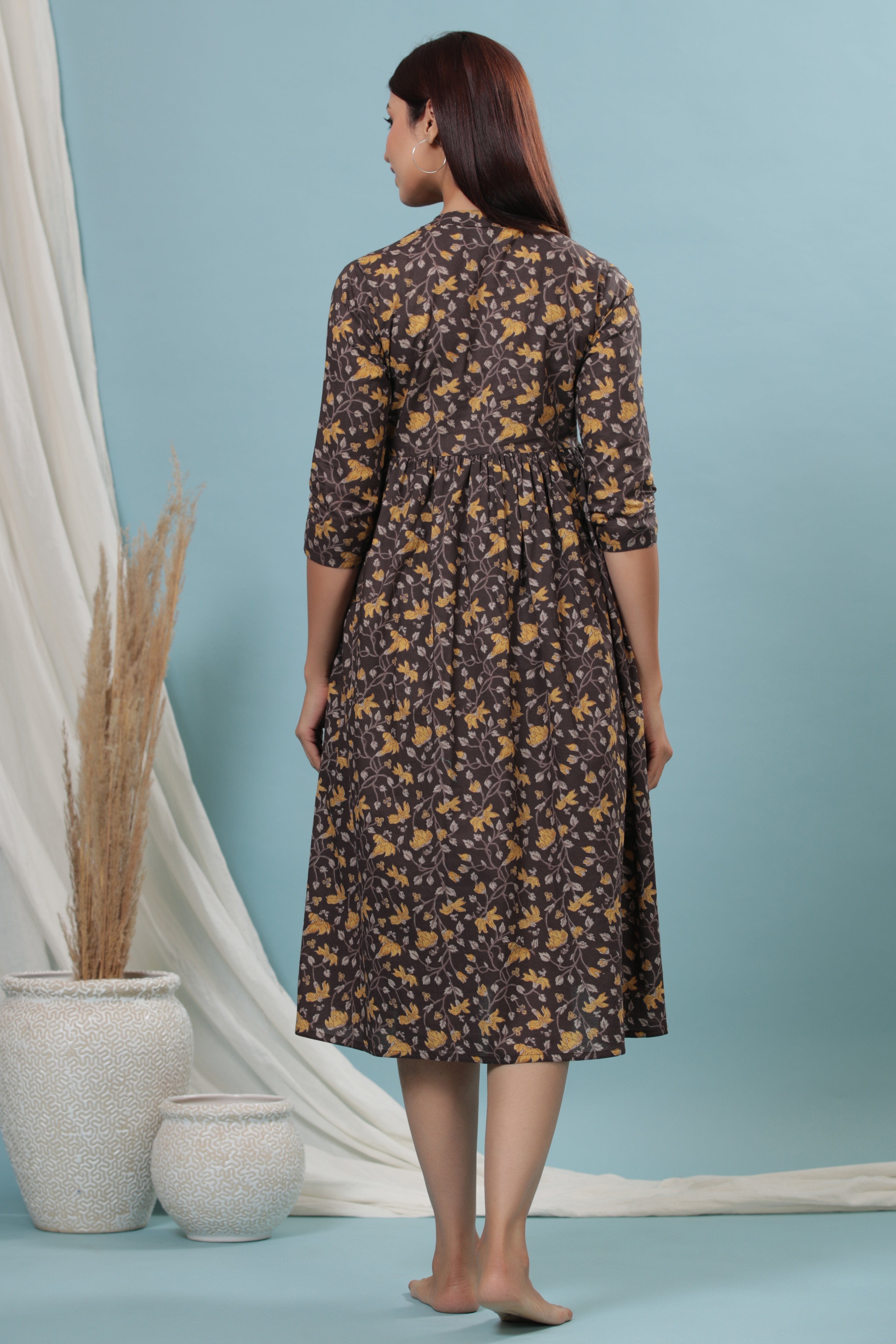 Cinnamon Jaal Cotton Maternity - Nursing Dress