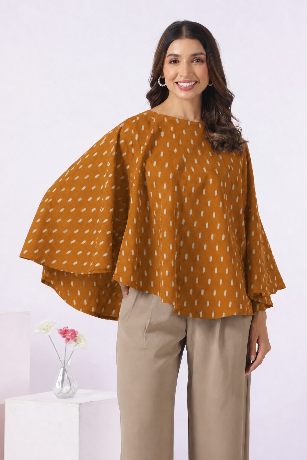 Mustard Loom Print Cotton Nursing Cover (One-Size)
