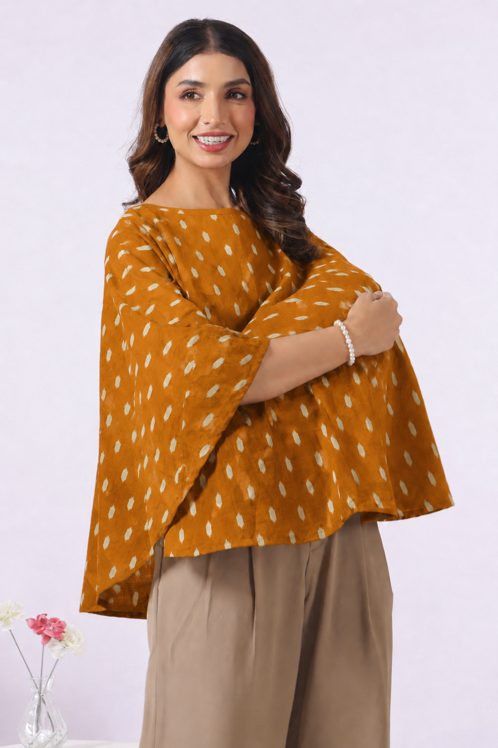 Mustard Loom Print Cotton Nursing Cover (One-Size)