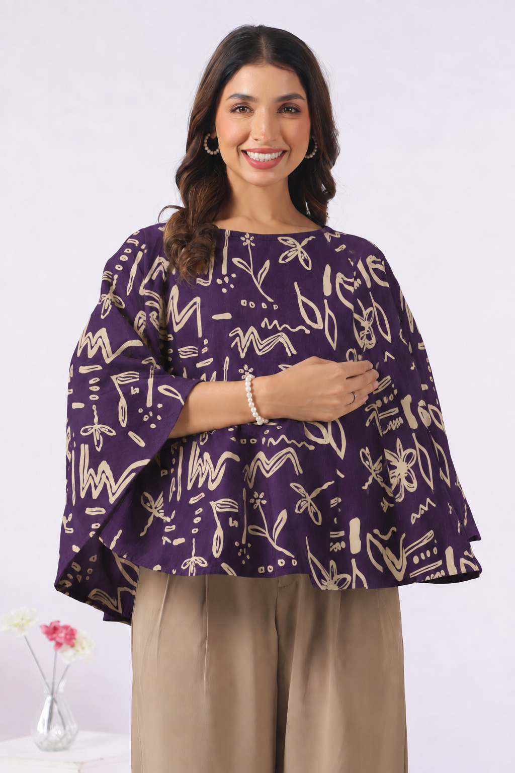 Purple Doodle Garden Cotton Nursing Cover (One-Size)