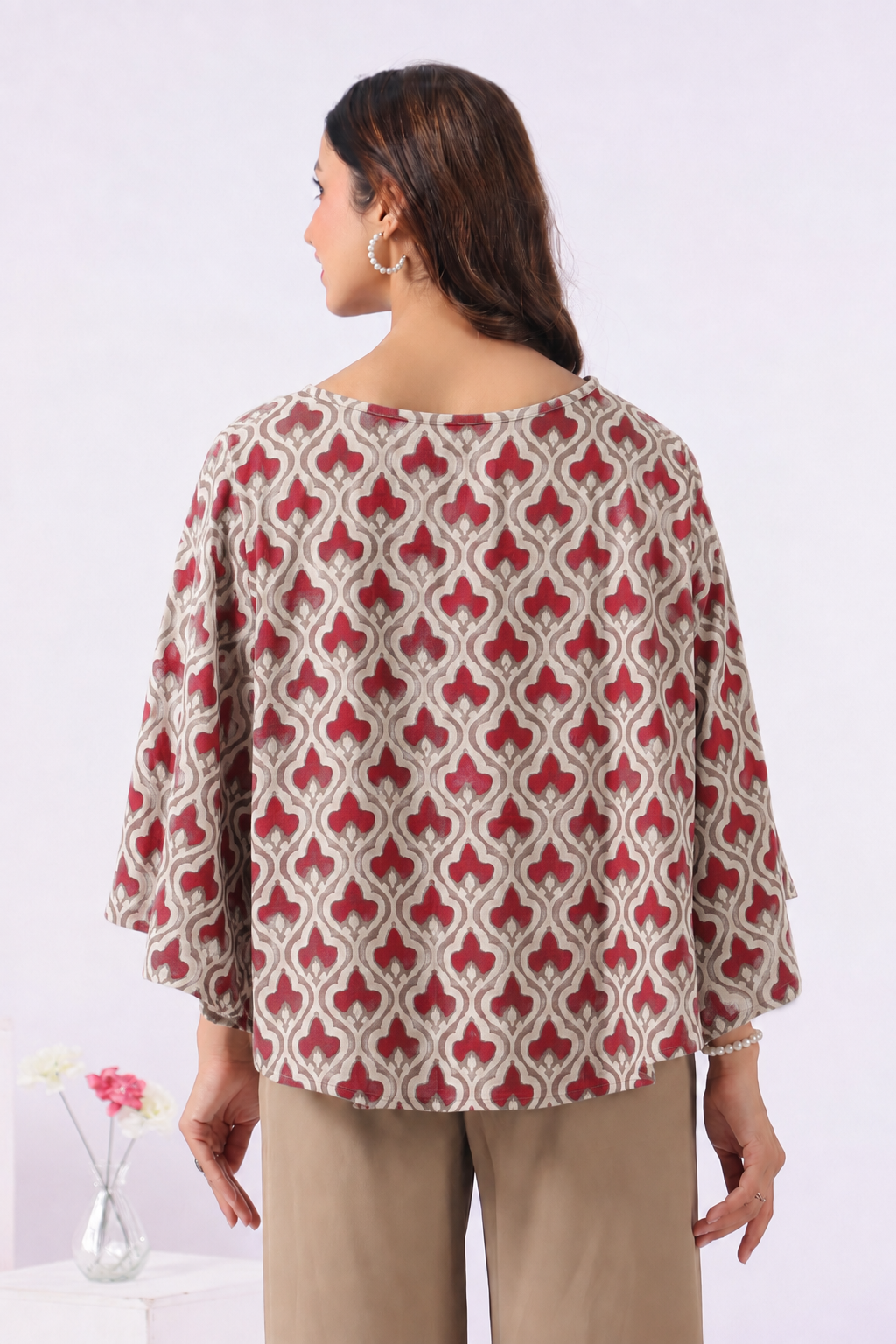 Wine Lattice Cotton Nursing Cover (One-Size)