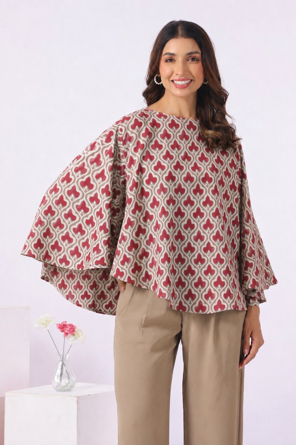 Wine Lattice Cotton Nursing Cover (One-Size)