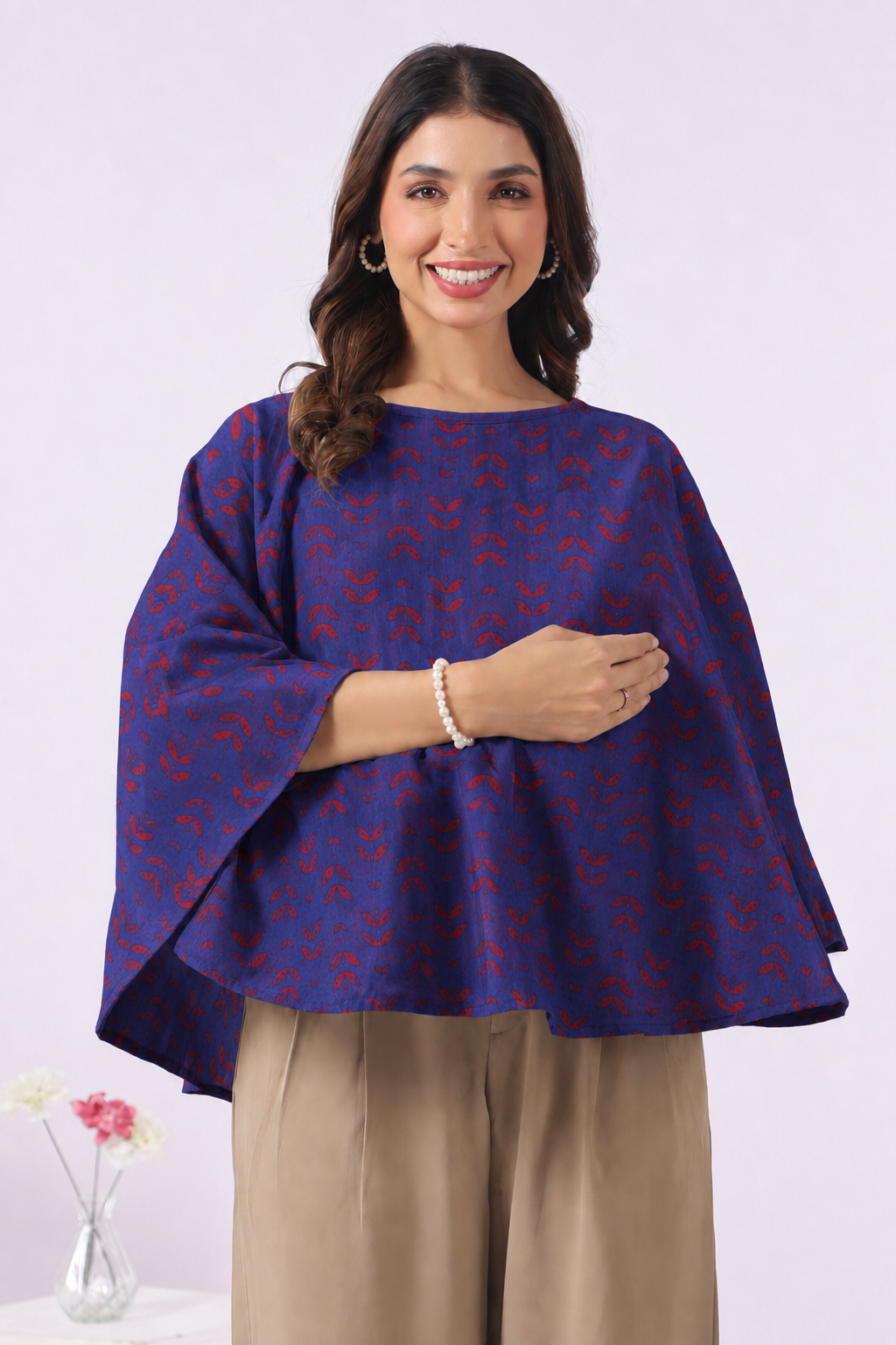 Indigo Petal Wave Cotton Nursing Cover (One-Size)