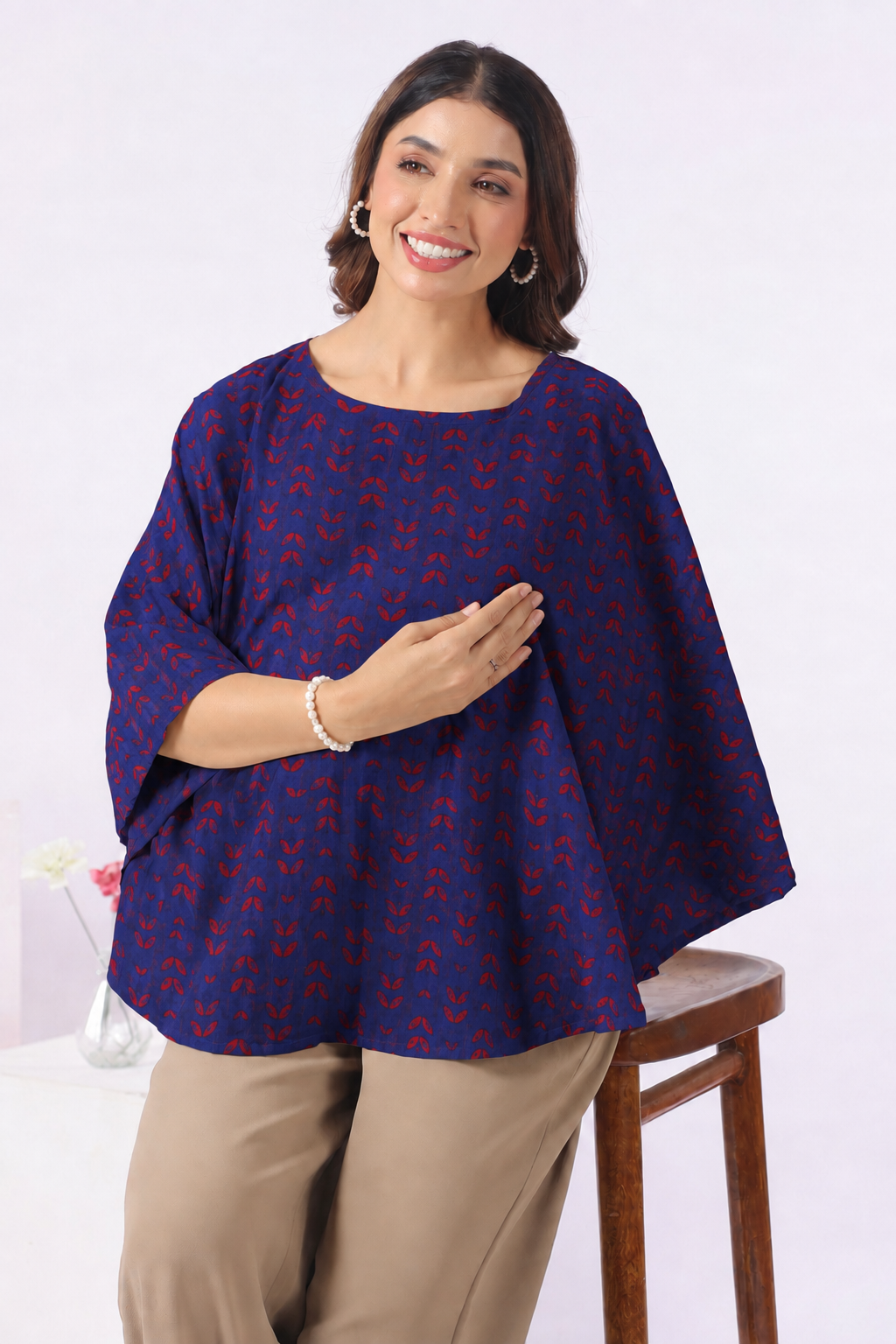 Indigo Petal Wave Cotton Nursing Cover (One-Size)