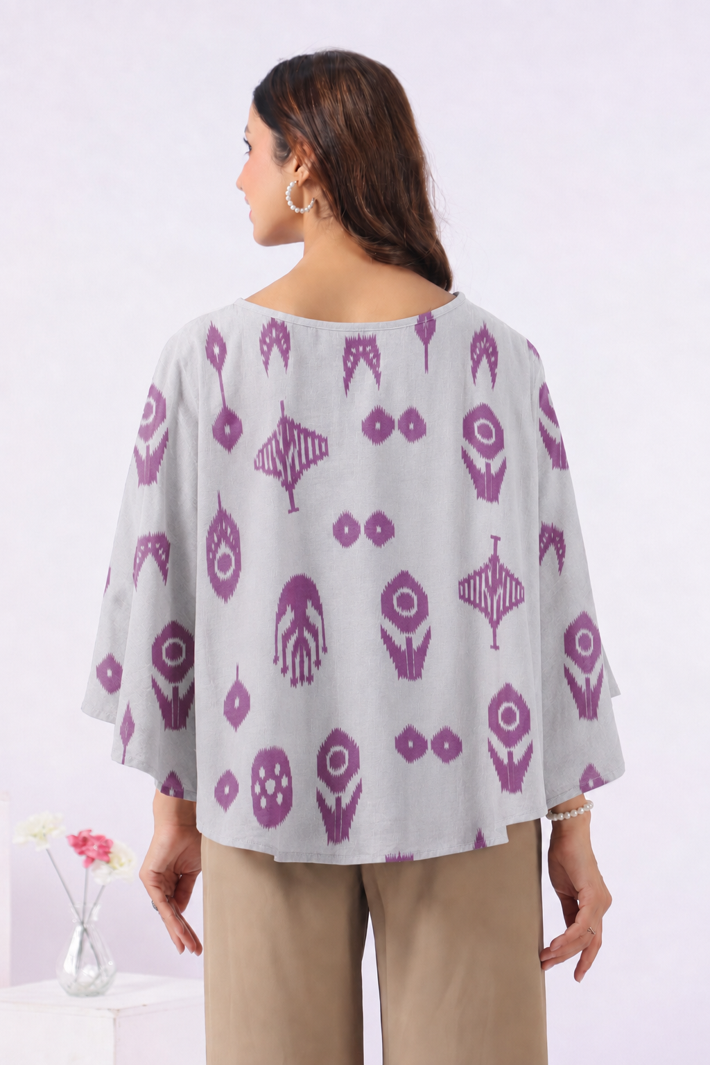 French Grey Classic Ikat Cotton Nursing Cover (One-Size)