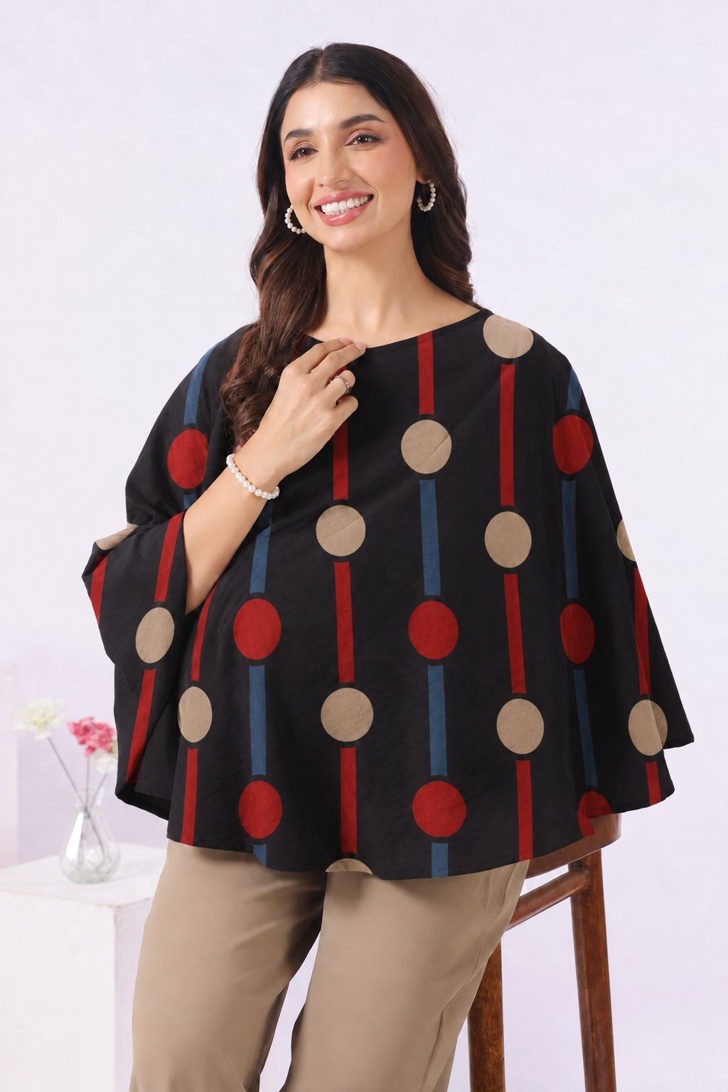 Black Geometric Ajrakh Cotton Nursing Cover (One-Size)