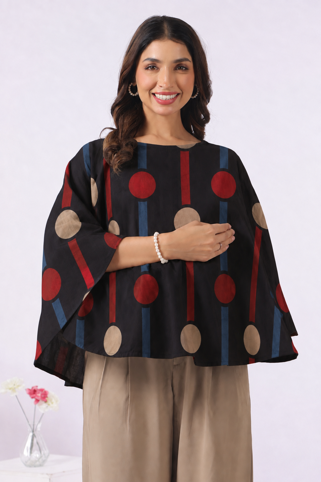 Black Geometric Ajrakh Cotton Nursing Cover (One-Size)