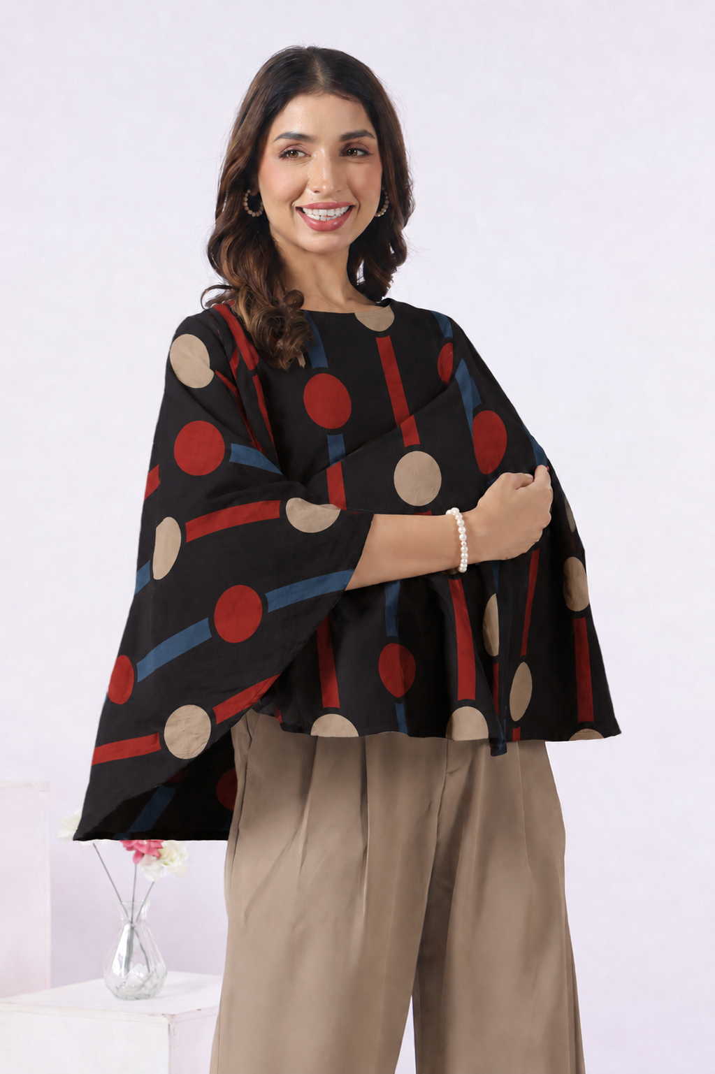 Black Geometric Ajrakh Cotton Nursing Cover (One-Size)
