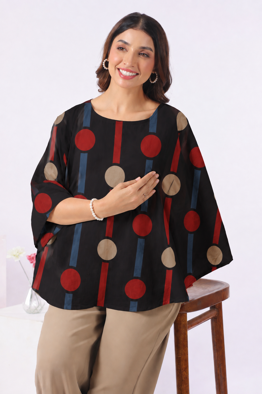 Black Geometric Ajrakh Cotton Nursing Cover (One-Size)