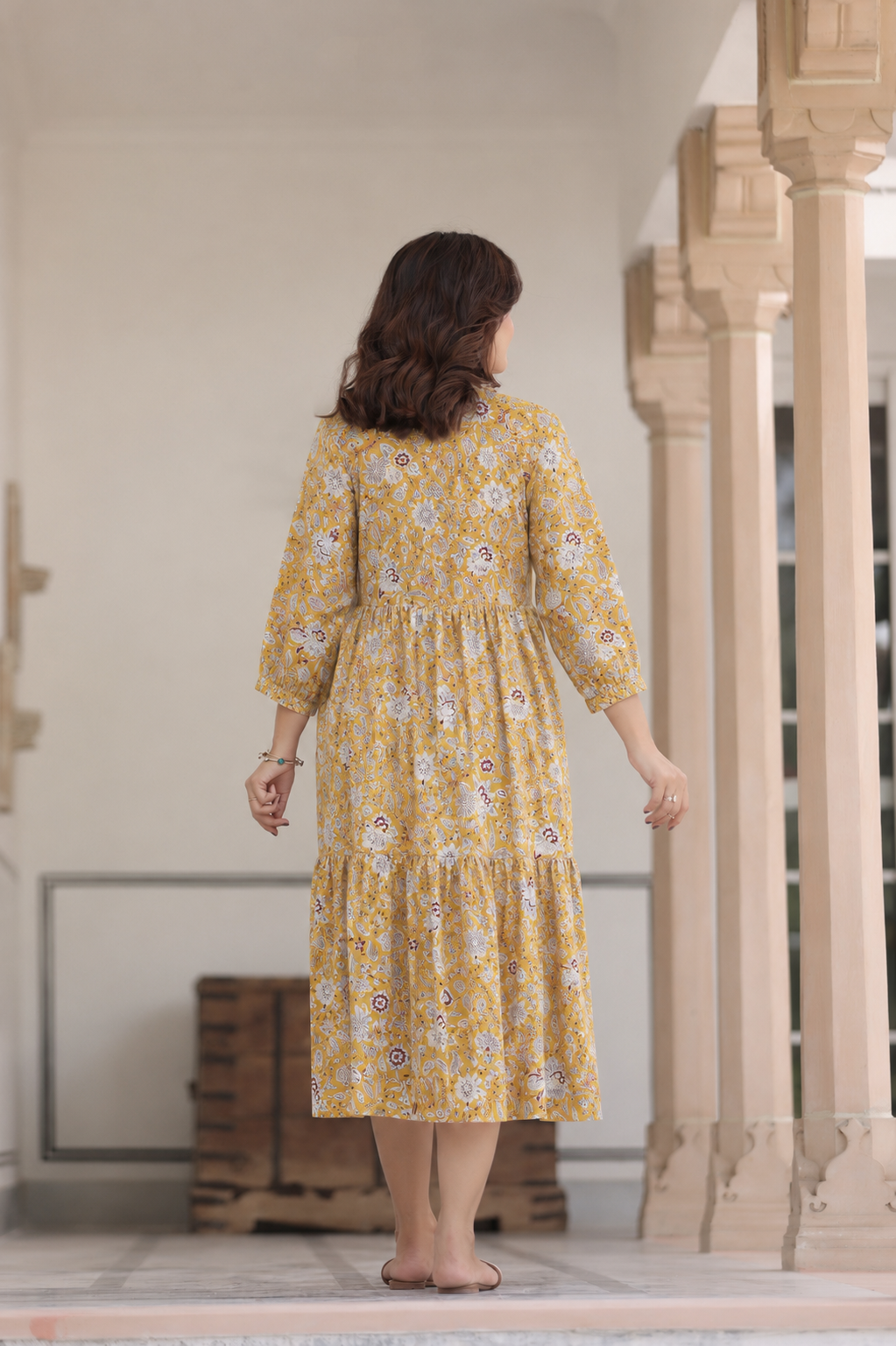 Wildflower Gold Cotton Maternity - Nursing Dress