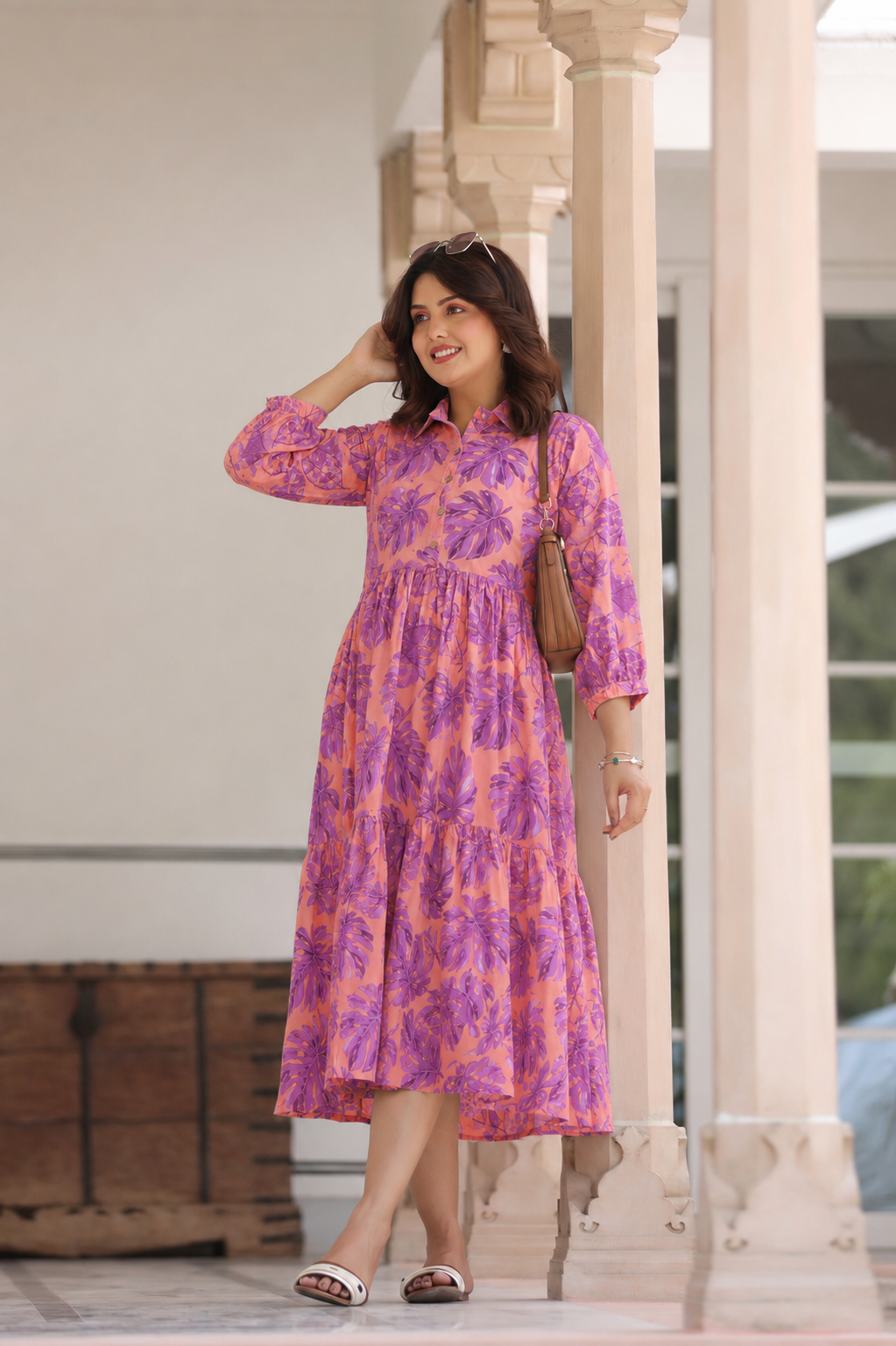 Twilight Bloom Cotton Maternity - Nursing Dress