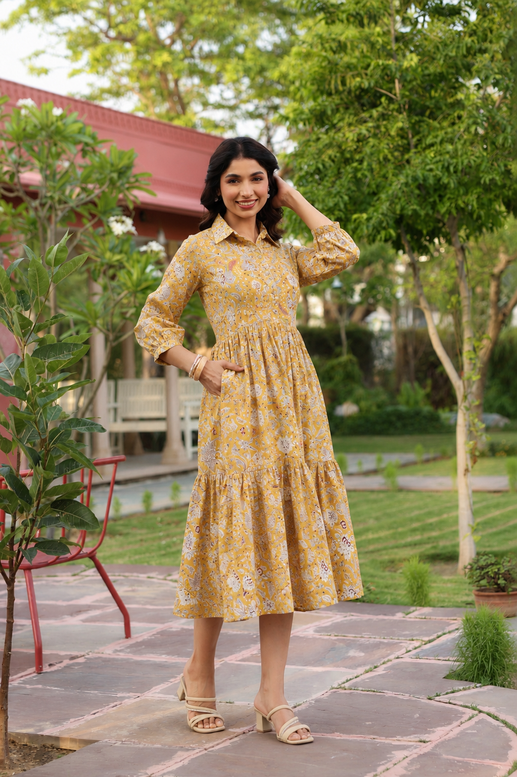 Wildflower Gold Cotton Dress
