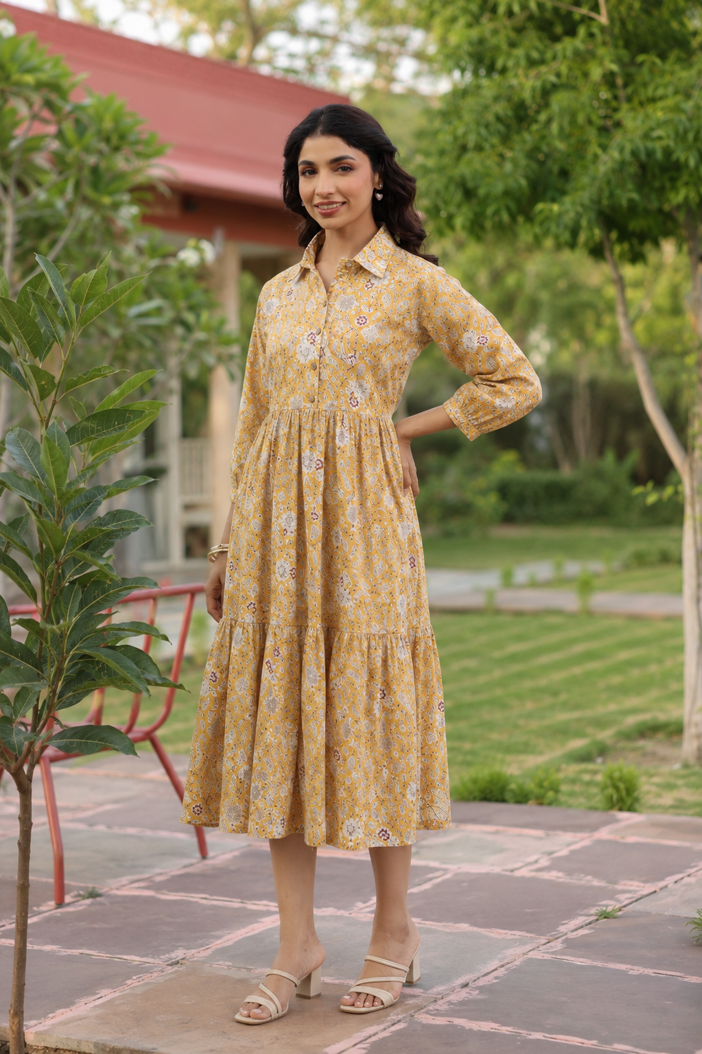 Wildflower Gold Cotton Dress