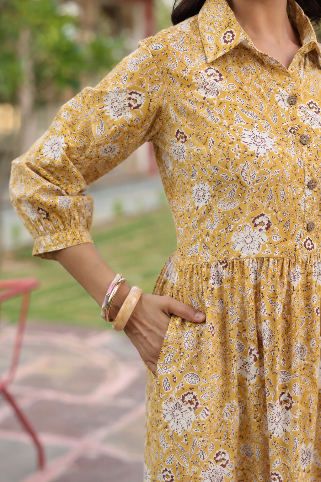 Wildflower Gold Cotton Dress