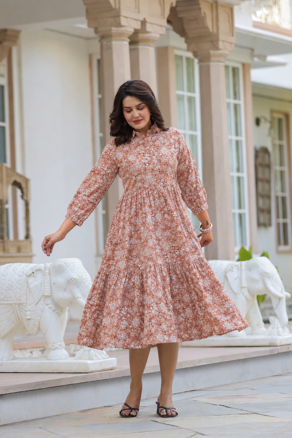 Rustic Petals Cotton Dress