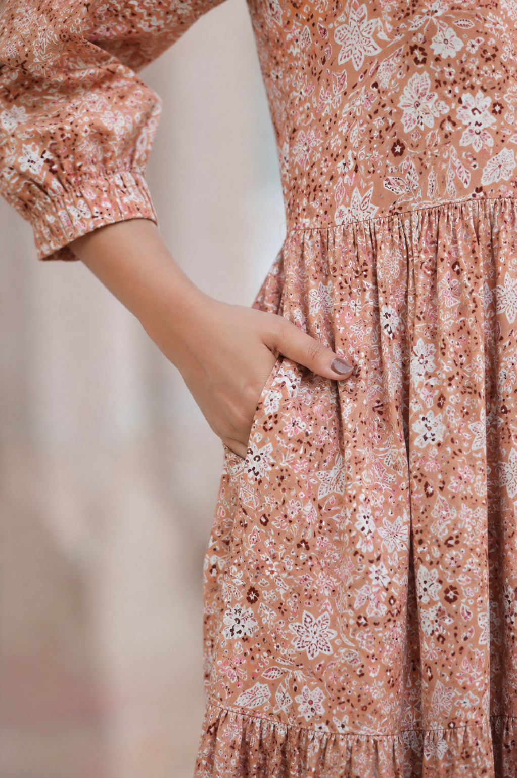 Rustic Petals Cotton Dress