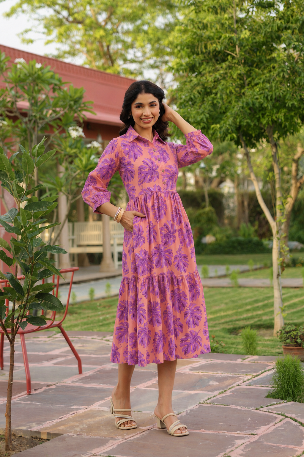 Twilight Bloom Cotton Dress