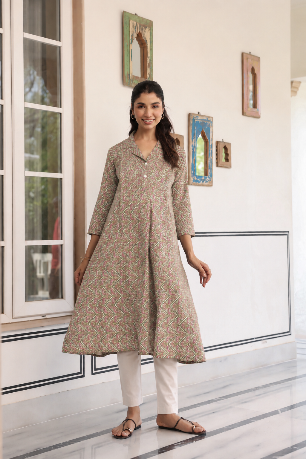 Roseleaf Paisley Cotton Maternity - Nursing Kurti