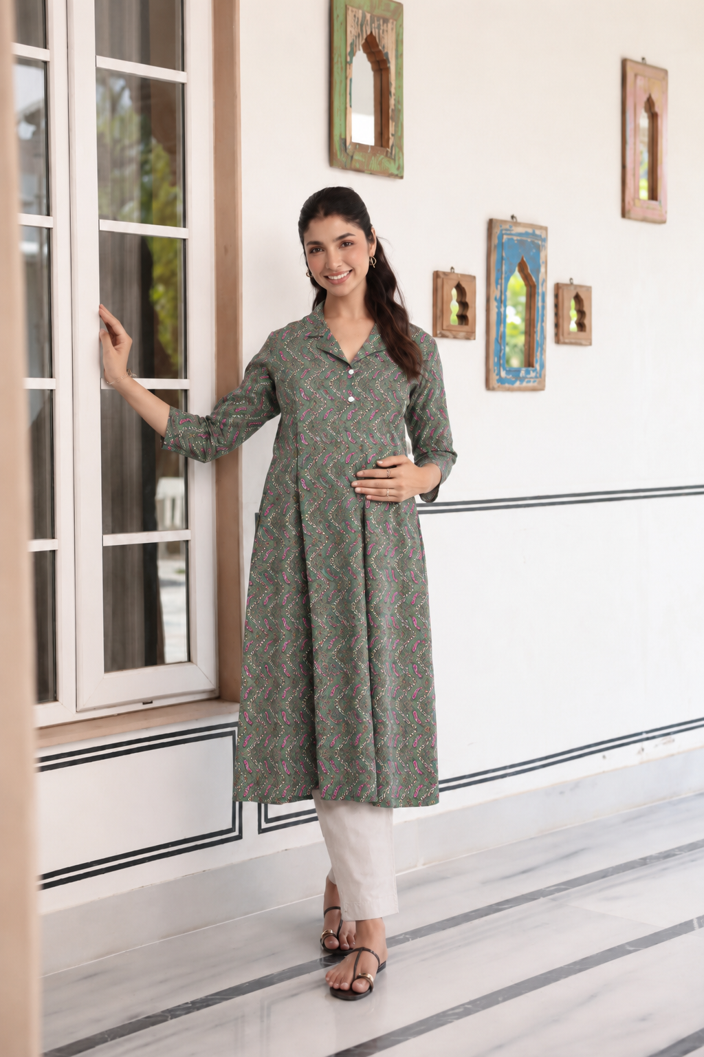 Paisley Mehfil Cotton Maternity - Nursing Kurti