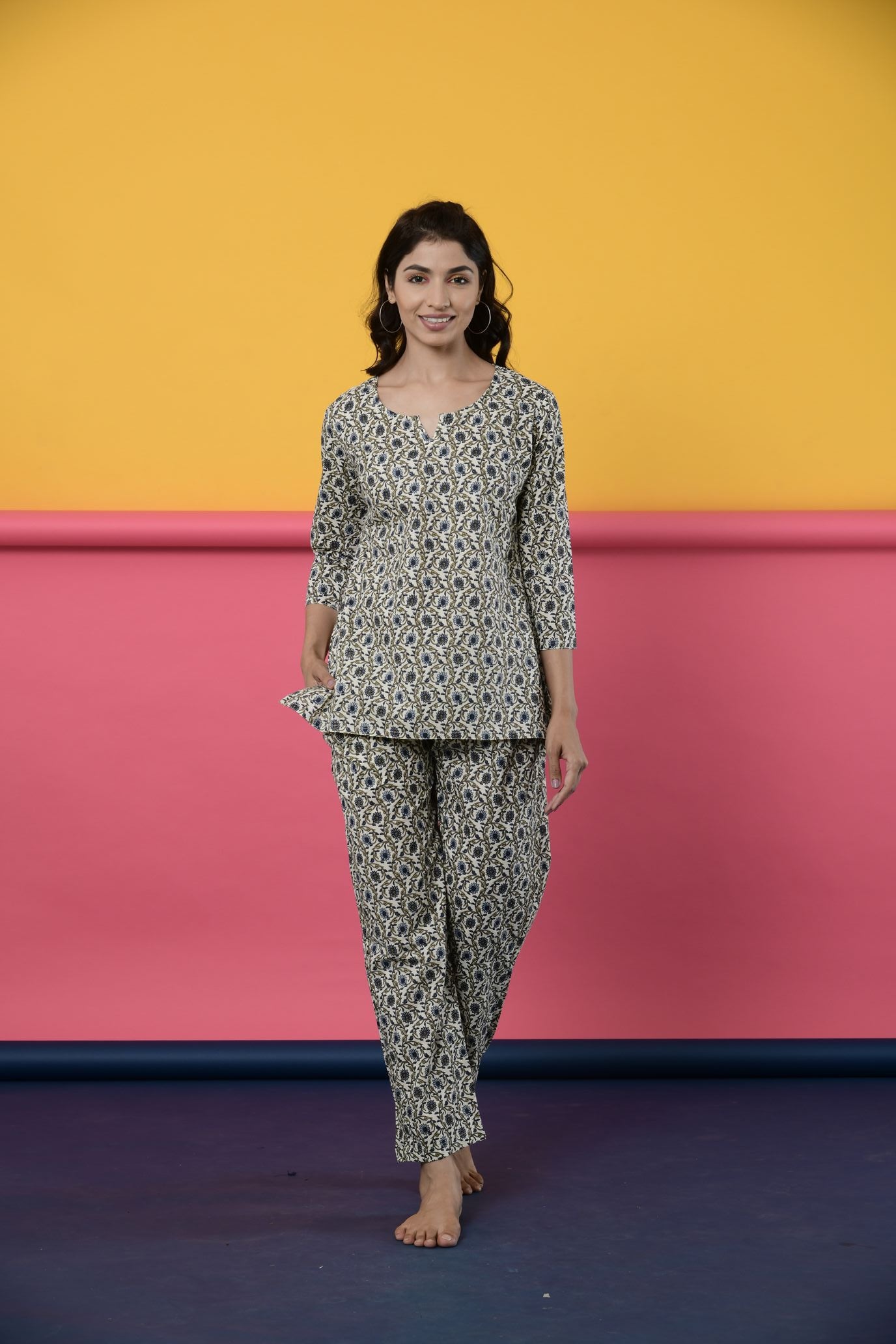 Ivory Jaal Cotton Loungewear Set