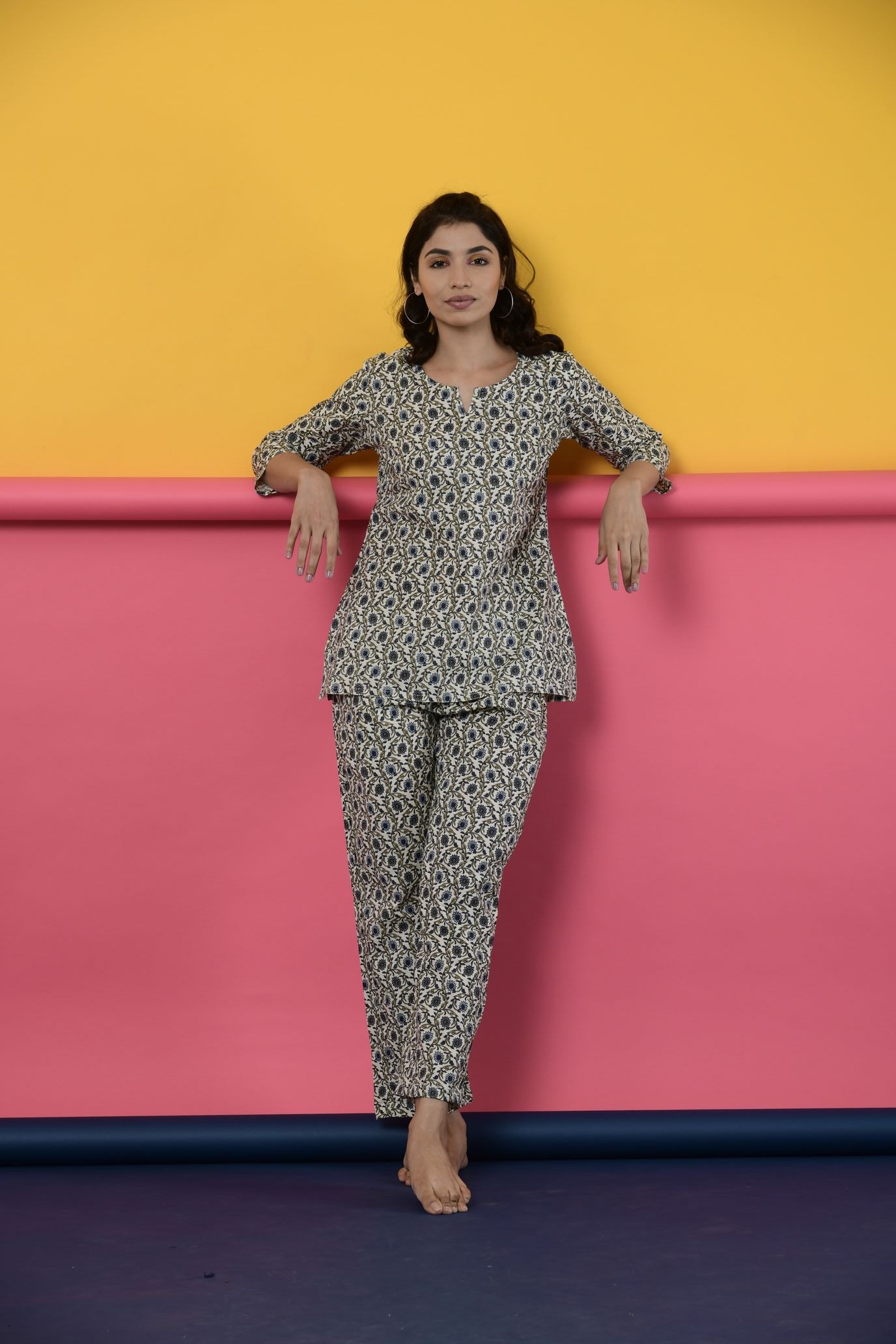 Ivory Jaal Cotton Loungewear Set