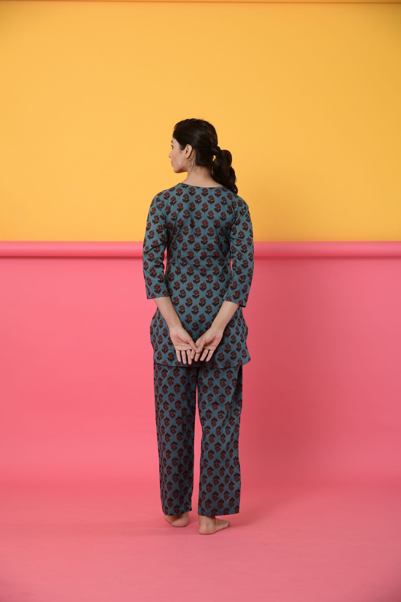 Teal Green Boota Cotton Maternity - Nursing Co-ord Set