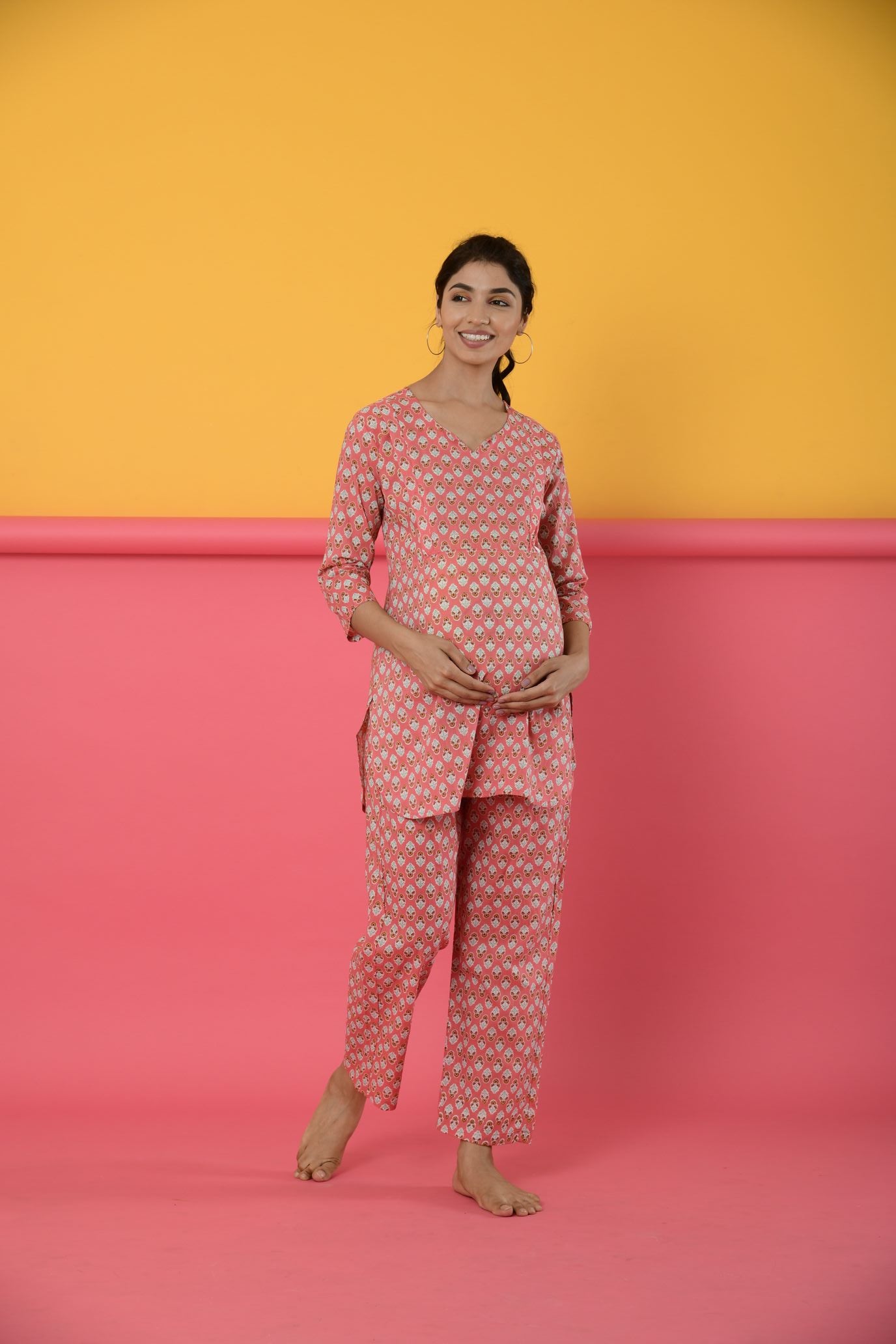 Georgia Peach Cotton Maternity - Nursing Co-ord Set